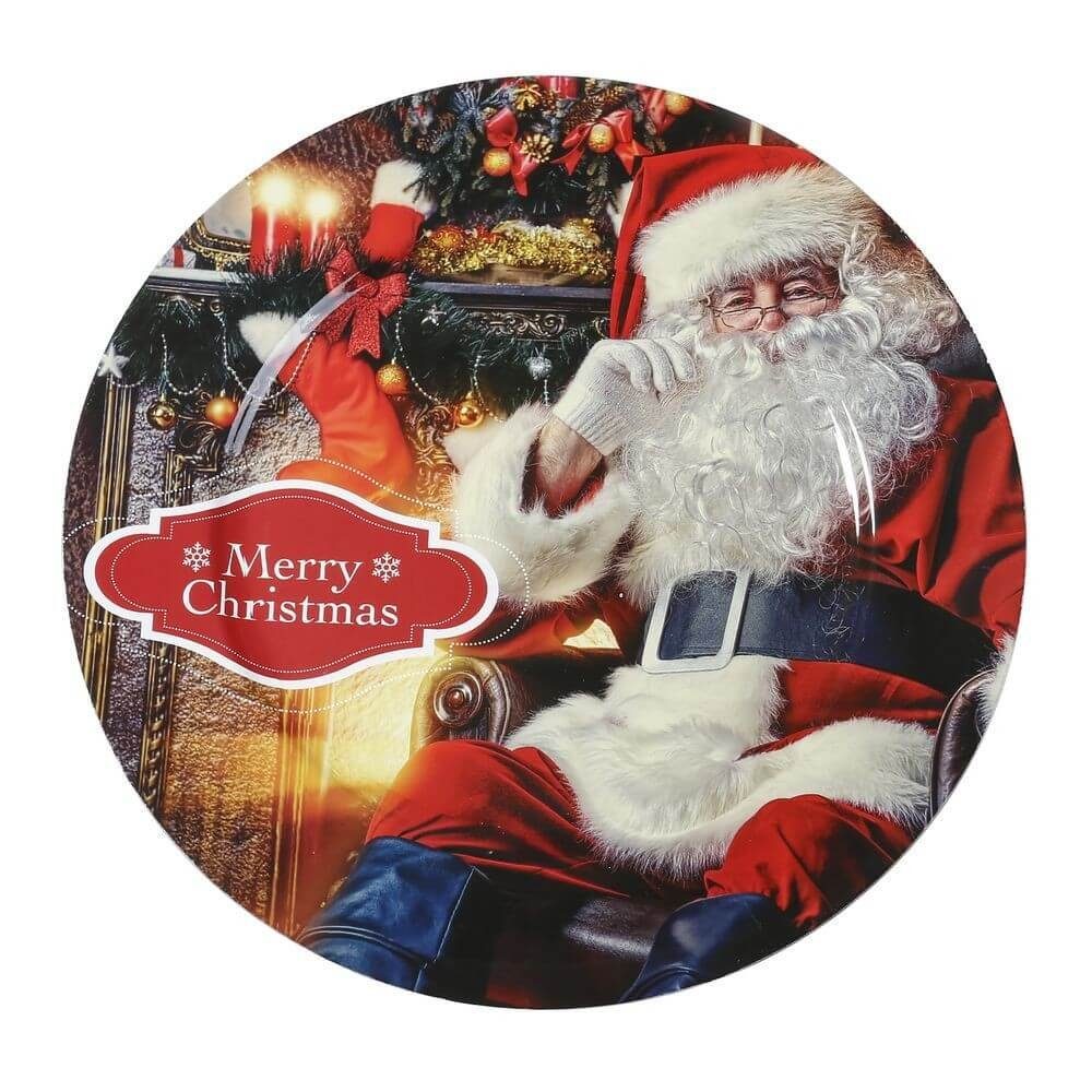 33cm INGE-GLAS® Kunststoff Claus - Santa bunt Motiv Dekoteller Dekoteller,