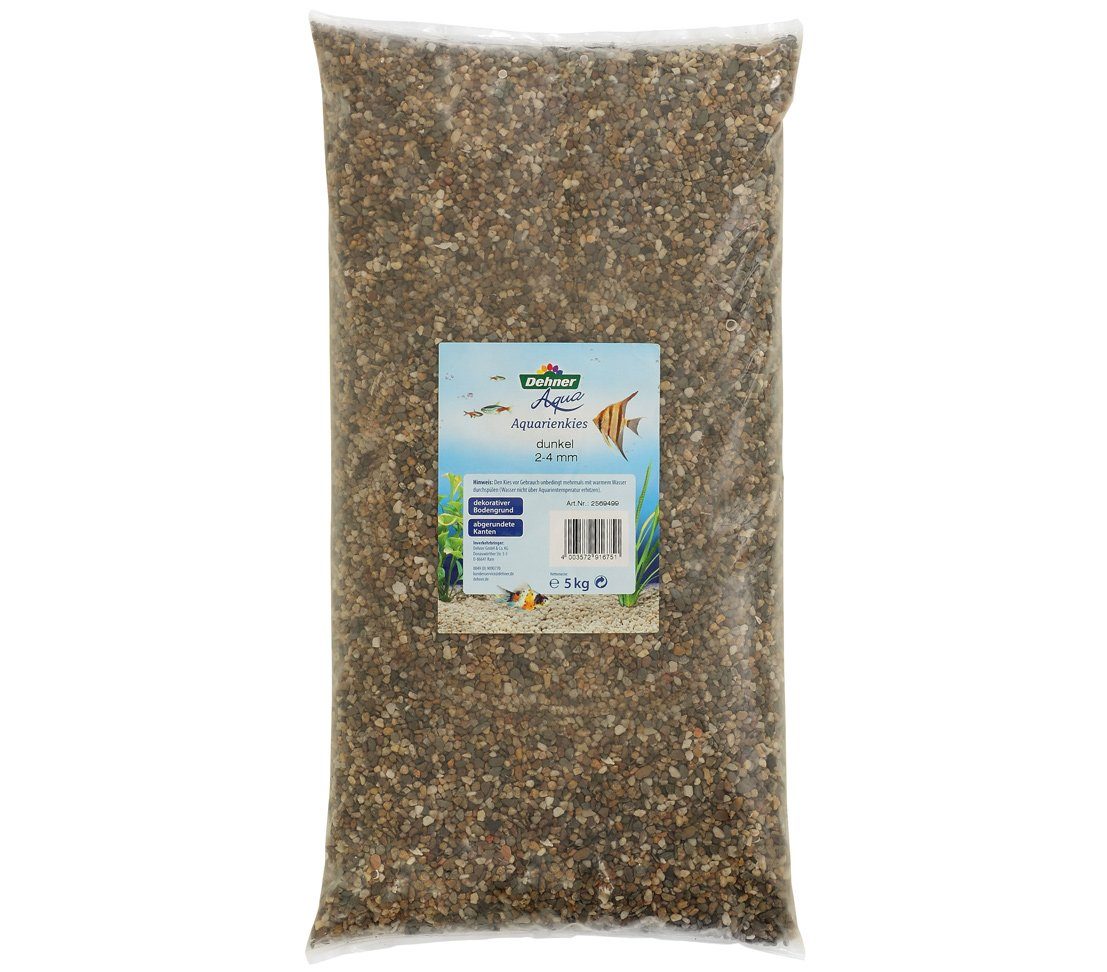 Dehner Aquarienkies Aqua Kies, Körnung 2 - 4 mm, grau/braun, hochwertiger Aquariengrund