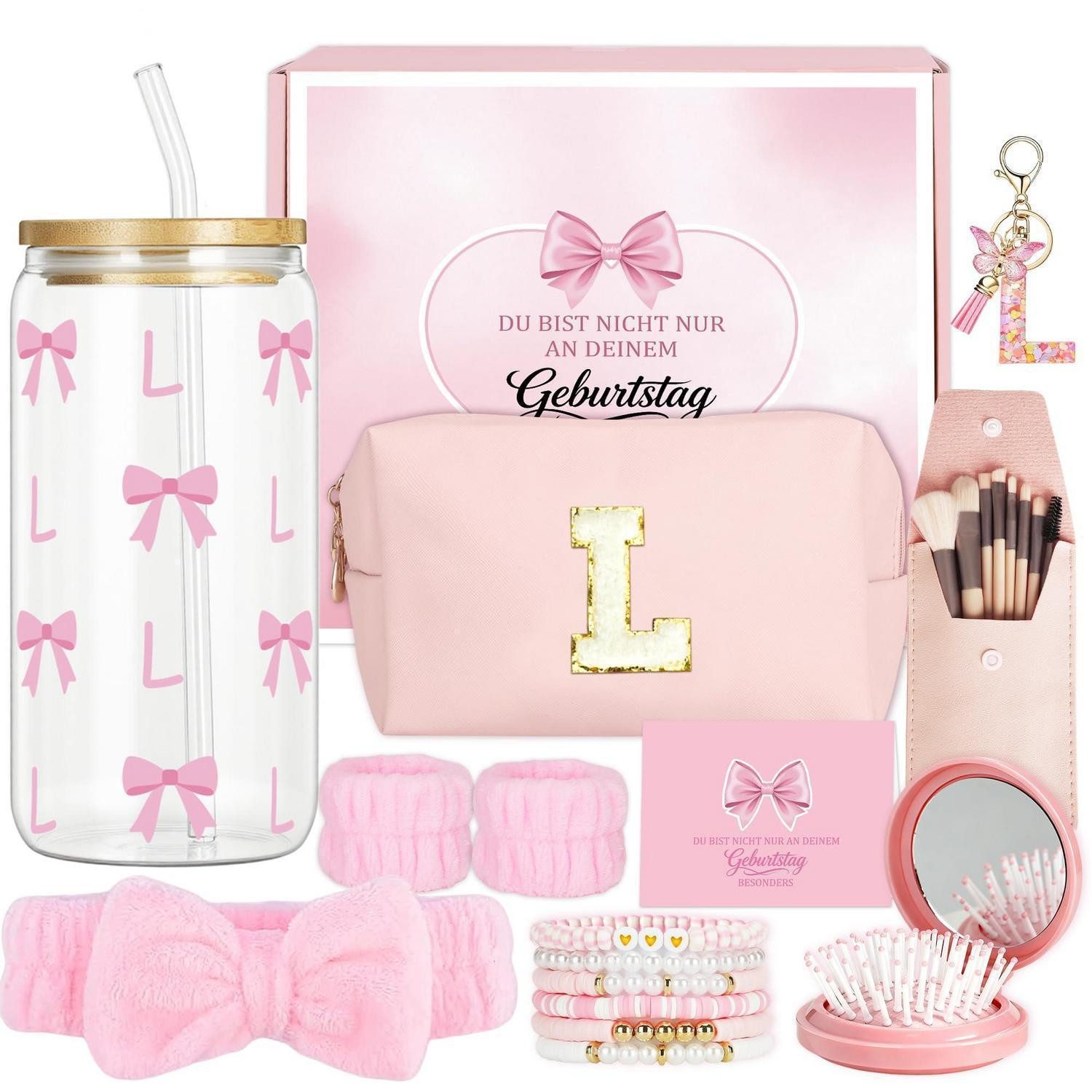LuxusKollektion Geschenkbox Geschenkset Mädchen Teenager Glasbecher Schminktasche