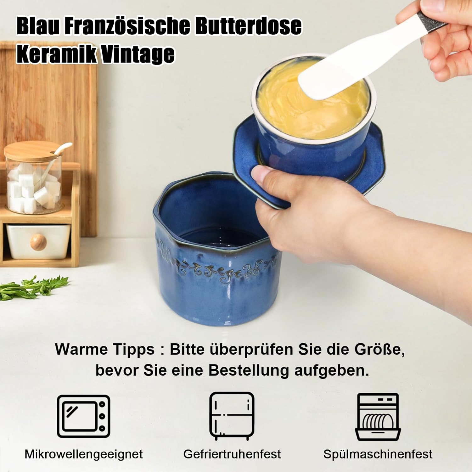 FELIXLEO Butterdose Französische Butterdose 280g Keramik Butterglocke Mit Messer, (1-tlg)