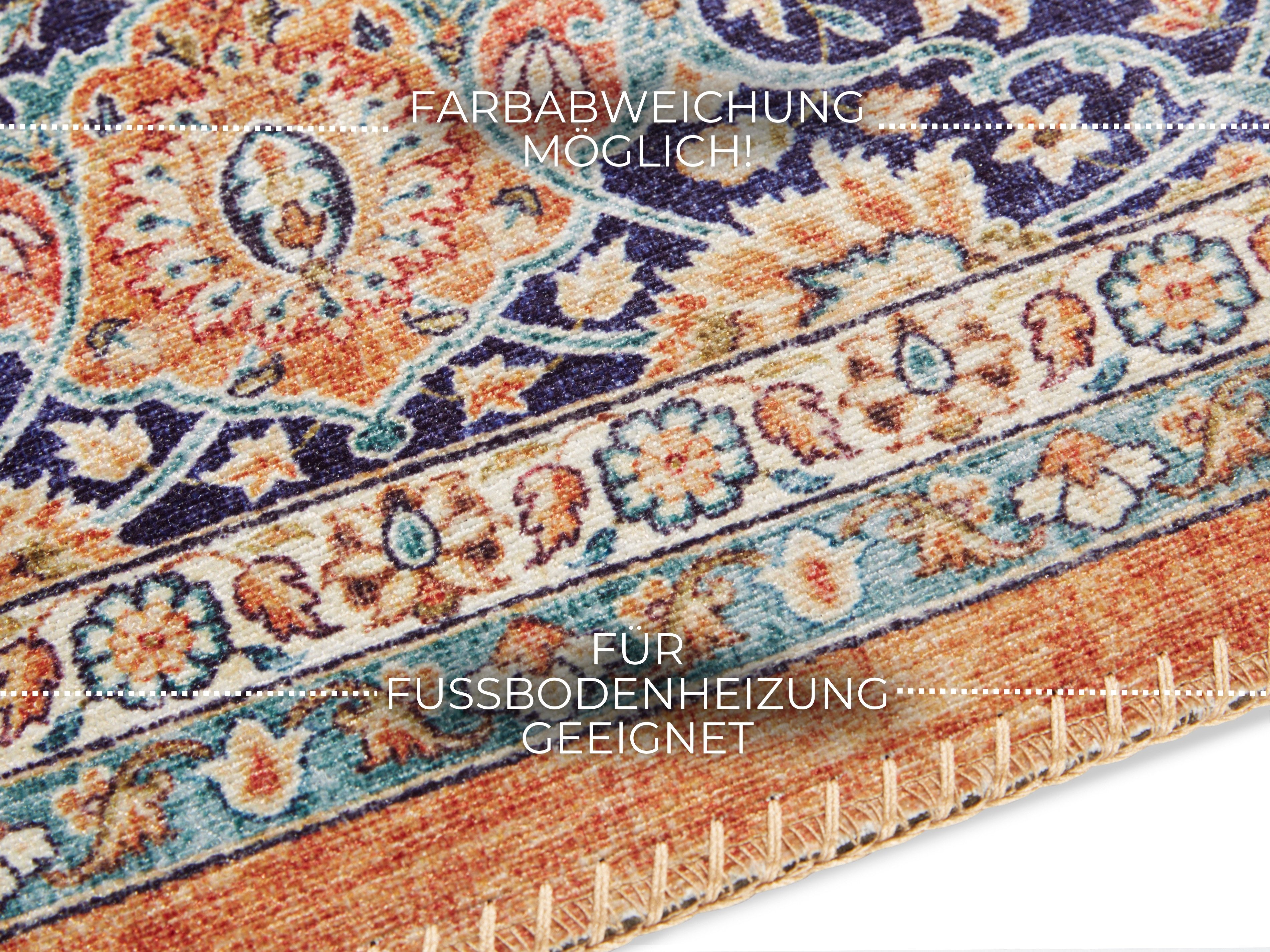 ELLE DECORATION Teppich Keshan Maschad, rechteckig, Höhe: 5 mm, Orientalisch, Läufer, Kurzflor, Vintage, Wohnzimmer, Schlafzimmer
