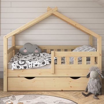 VitaliSpa® Babybett Kinderbett Jugendbett DESIGN 140x70 Natur