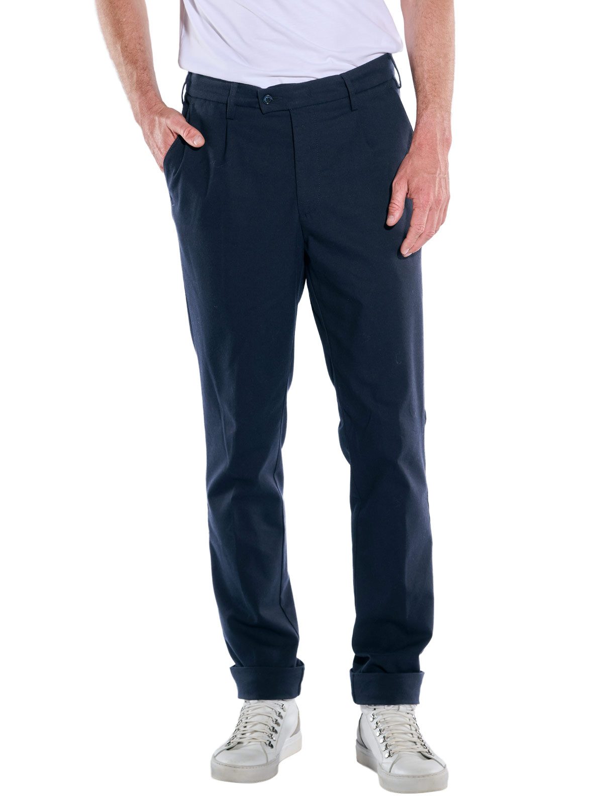 ENGBERS GERMANY 5-Pocket-Hose Herren Hose in innovativer Wolloptik, Saphirblau
