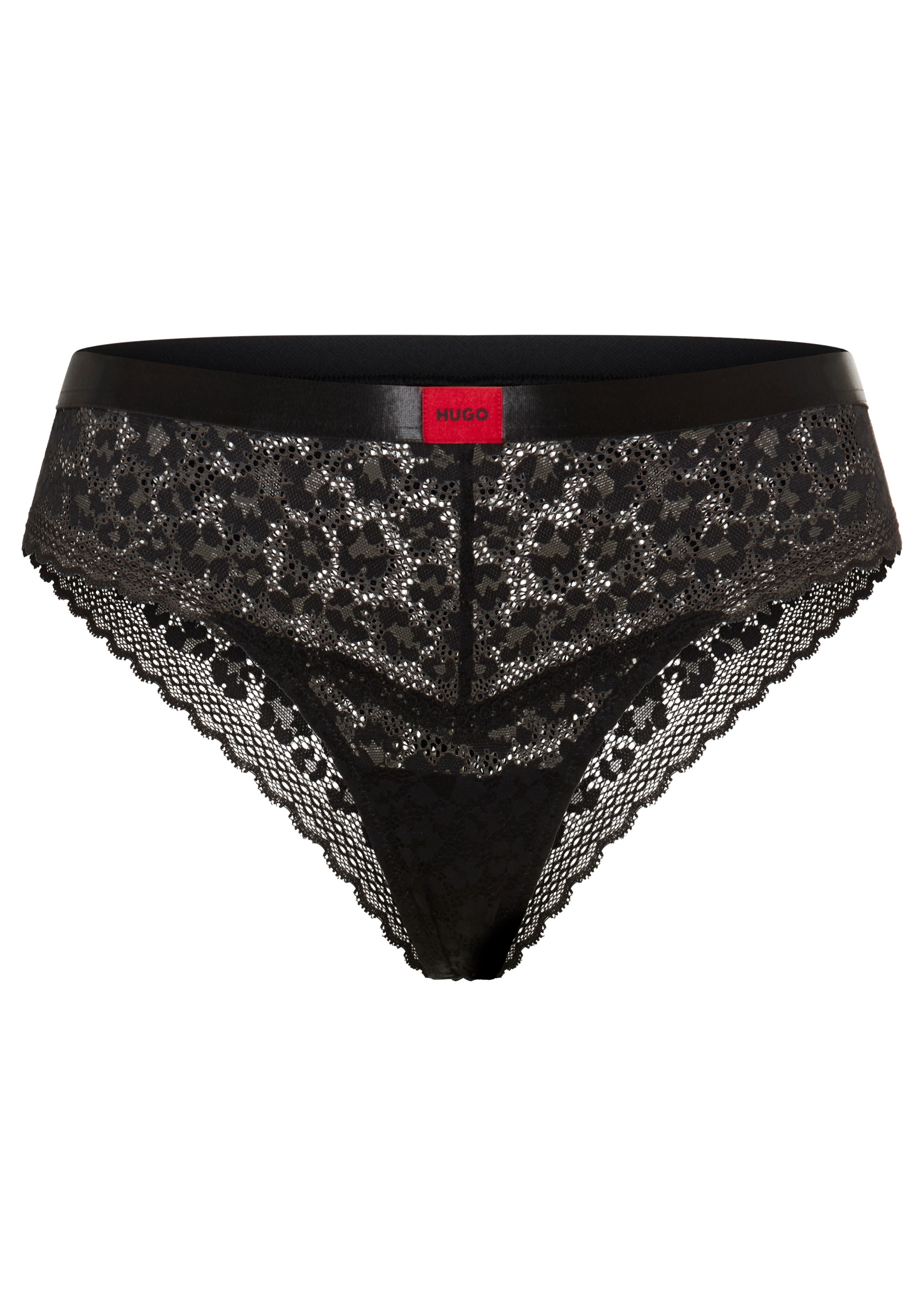 HUGO Slip SAVANA aus Spitze mit Leopardenmuster und Logo am Bund