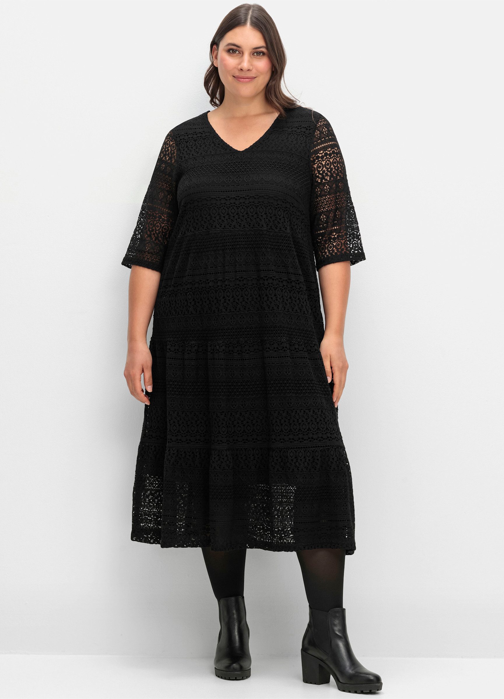 Sheego Jerseykleid Spitzenkleid günstig online kaufen