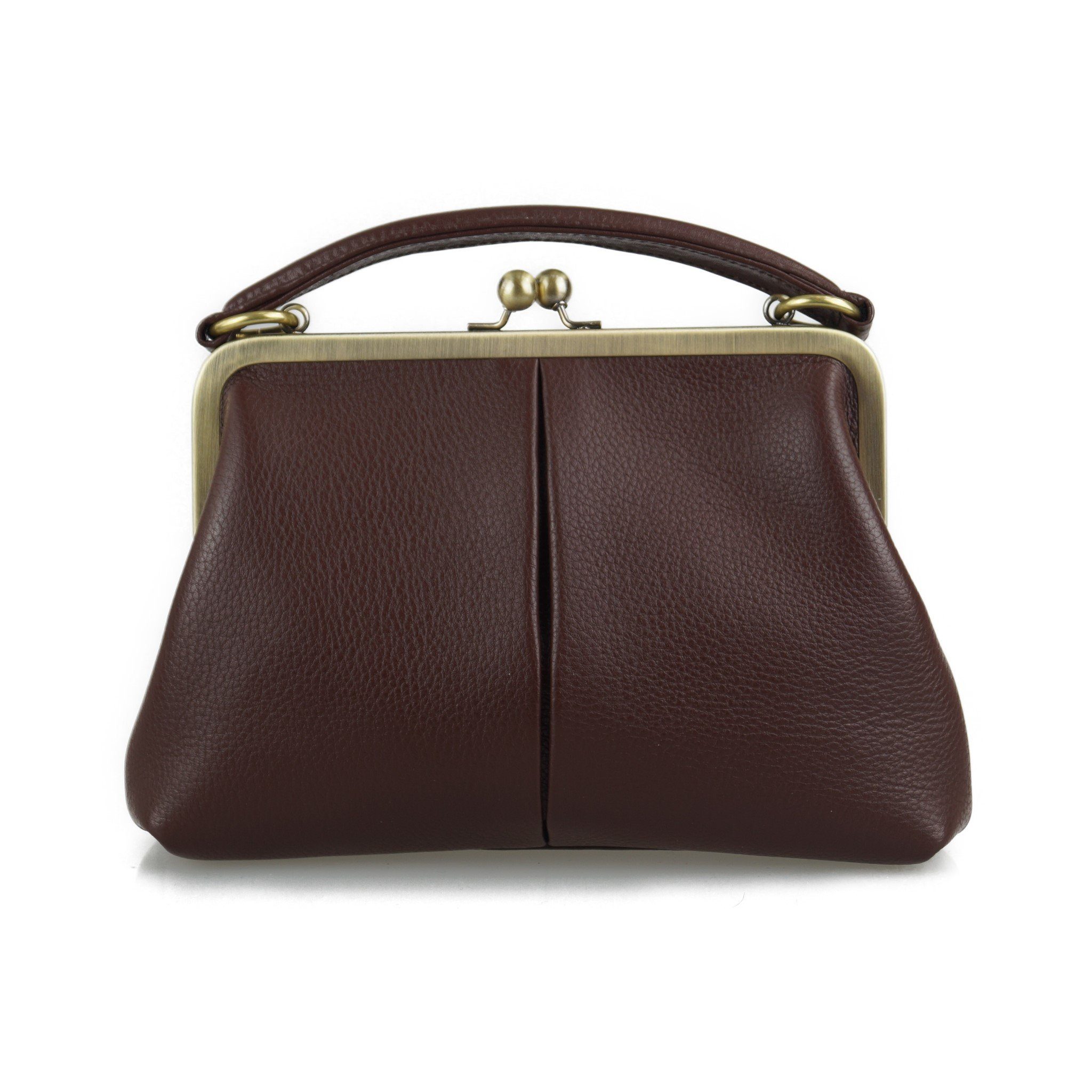 Taschenkinder Handtasche Damen Handtasche Leder "Kleine Olive", Umhängetasche, Vintage Stil., Echtleder Tasche mit Bügelverschluss