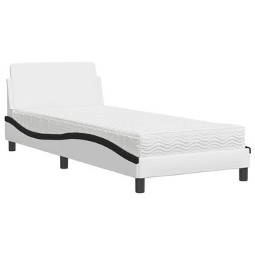 vidaXL Bett Bett mit Matratze Weiß und Schwarz 90x190 cm Kunstleder