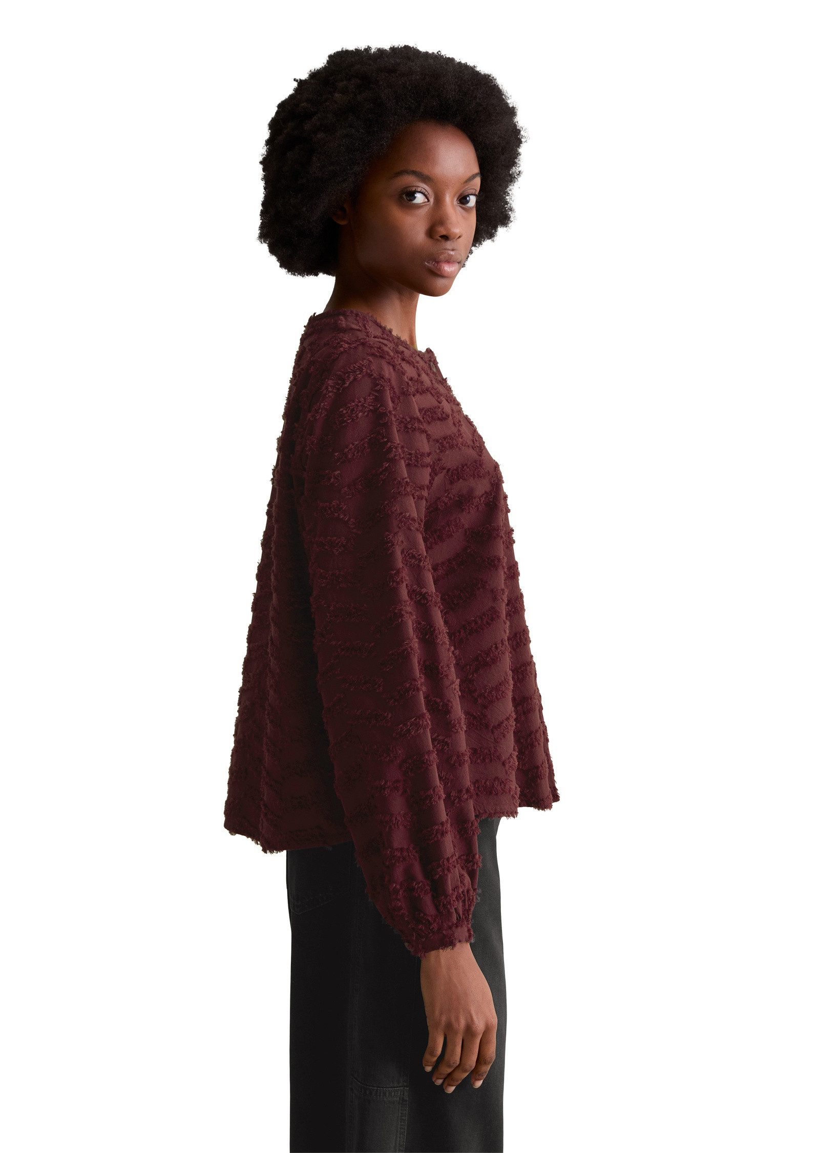 Marc O'Polo DENIM Langarmbluse aus Baumwoll-Fil Coupé günstig online kaufen