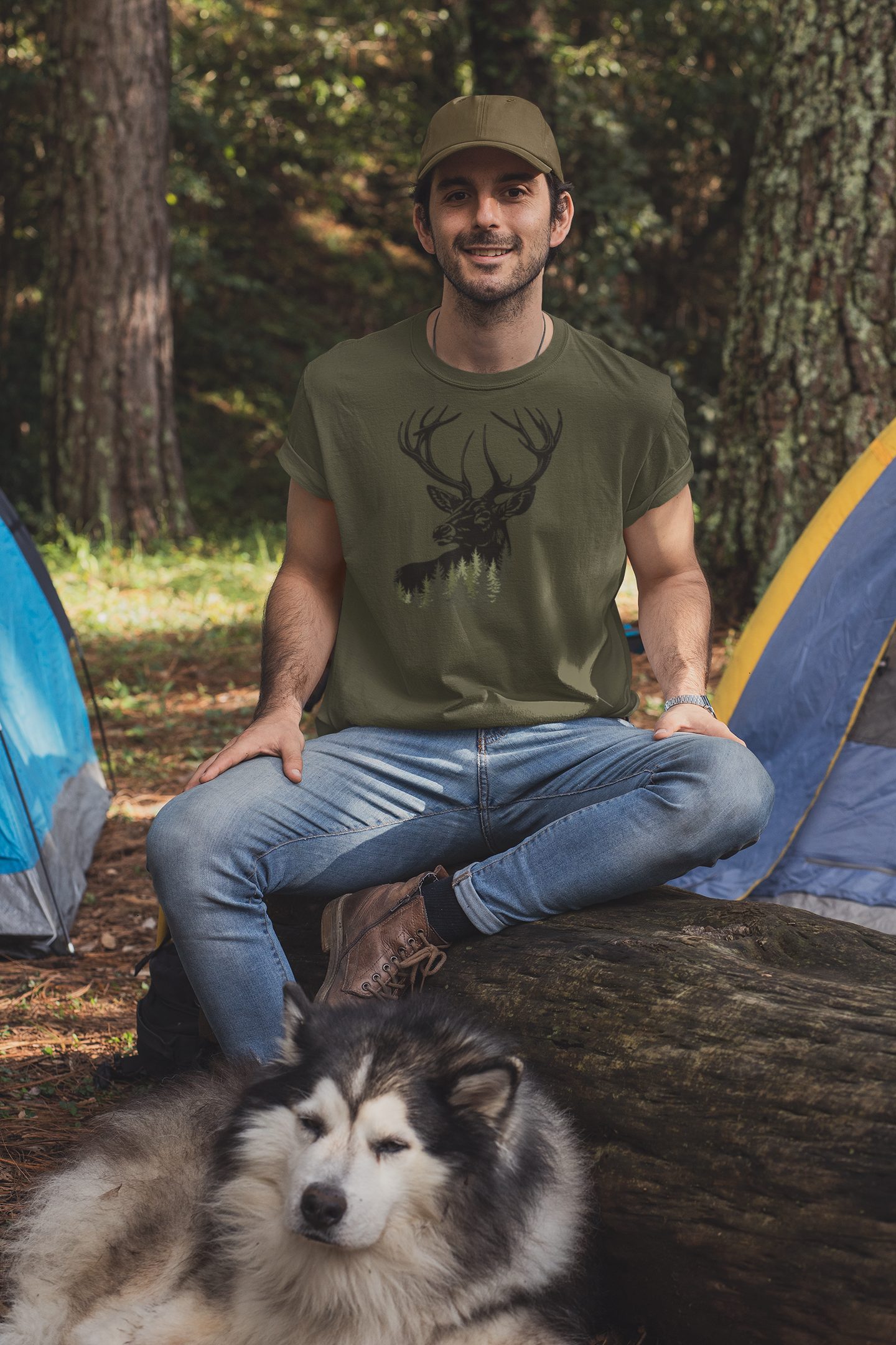 Baddery Print-Shirt Jäger T-Shirt: "Forest Deer" - Geschenk für Jäger - Jag günstig online kaufen
