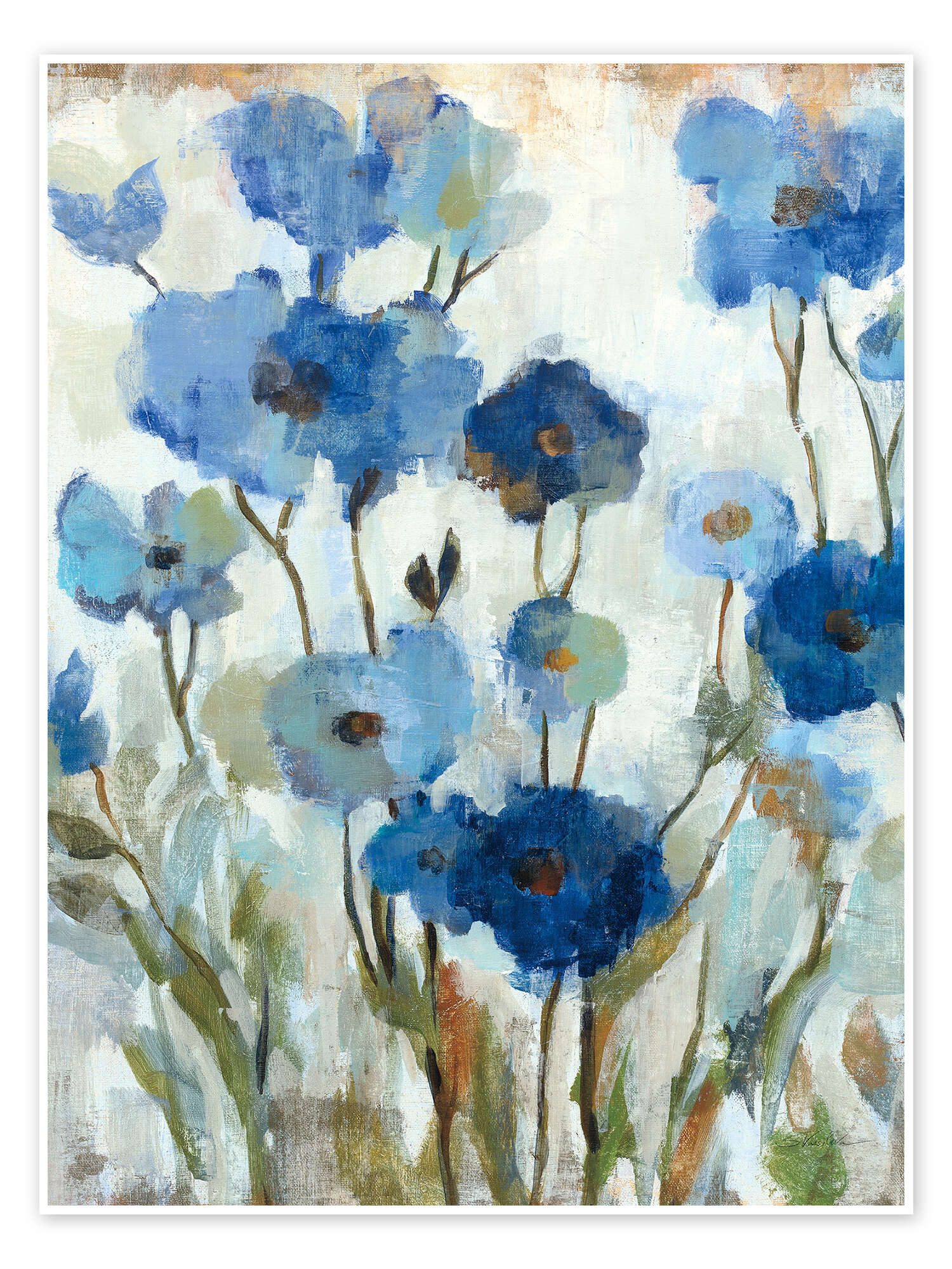 Posterlounge Wandbild Abstracted Floral in Blue II, Silvia Vassileva, erhältlich als Poster, Leinwandbild, Wandsticker oder Acrylglasbild