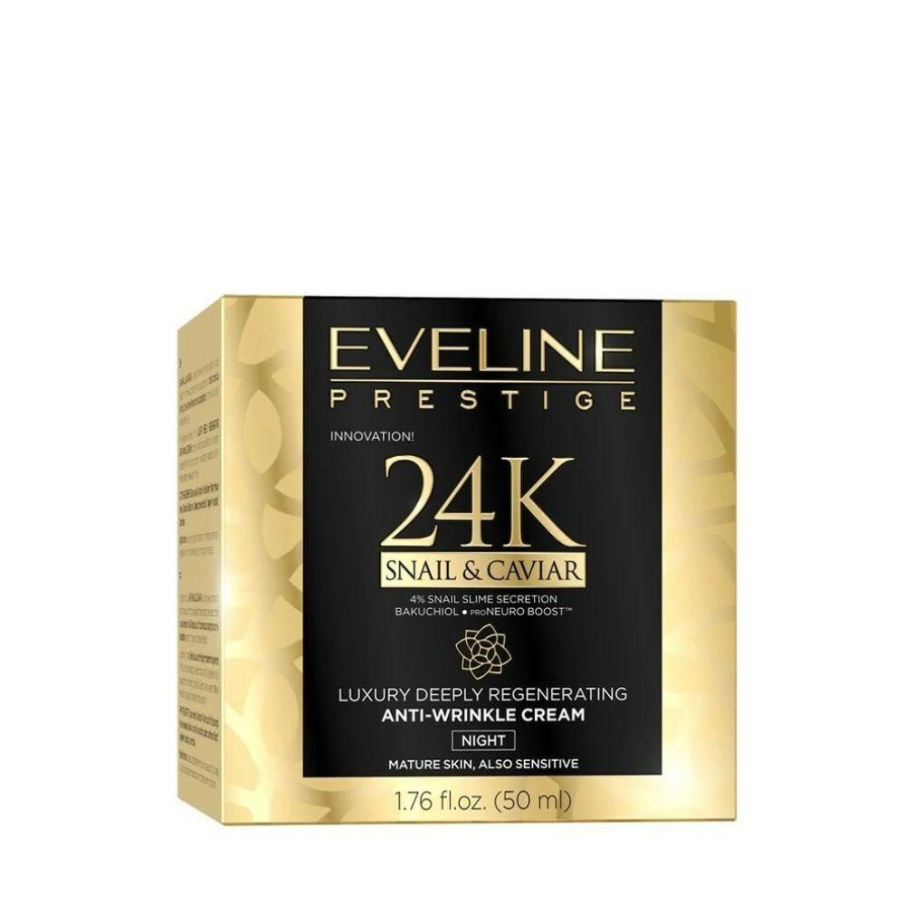 Eveline Cosmetics Tagescreme EVELINE 24k Schnecke&Kaviar Anti-Falten Creme Nacht