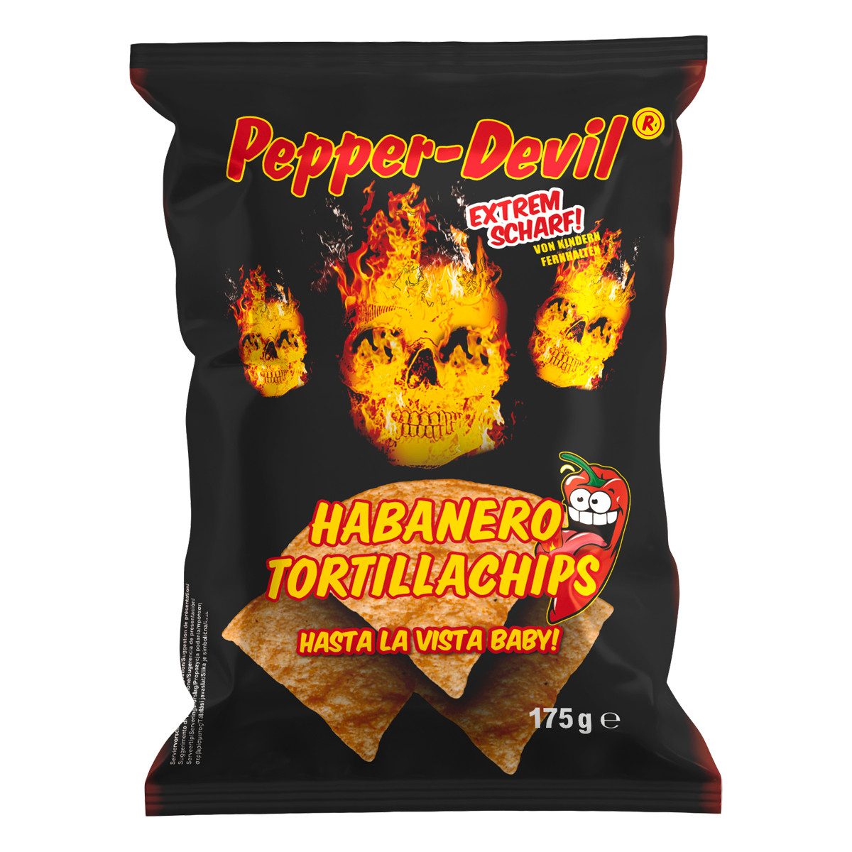 XOX Knabberei, Pepper Devil Habanero Tortillachips extra scharf und knusprig 175g