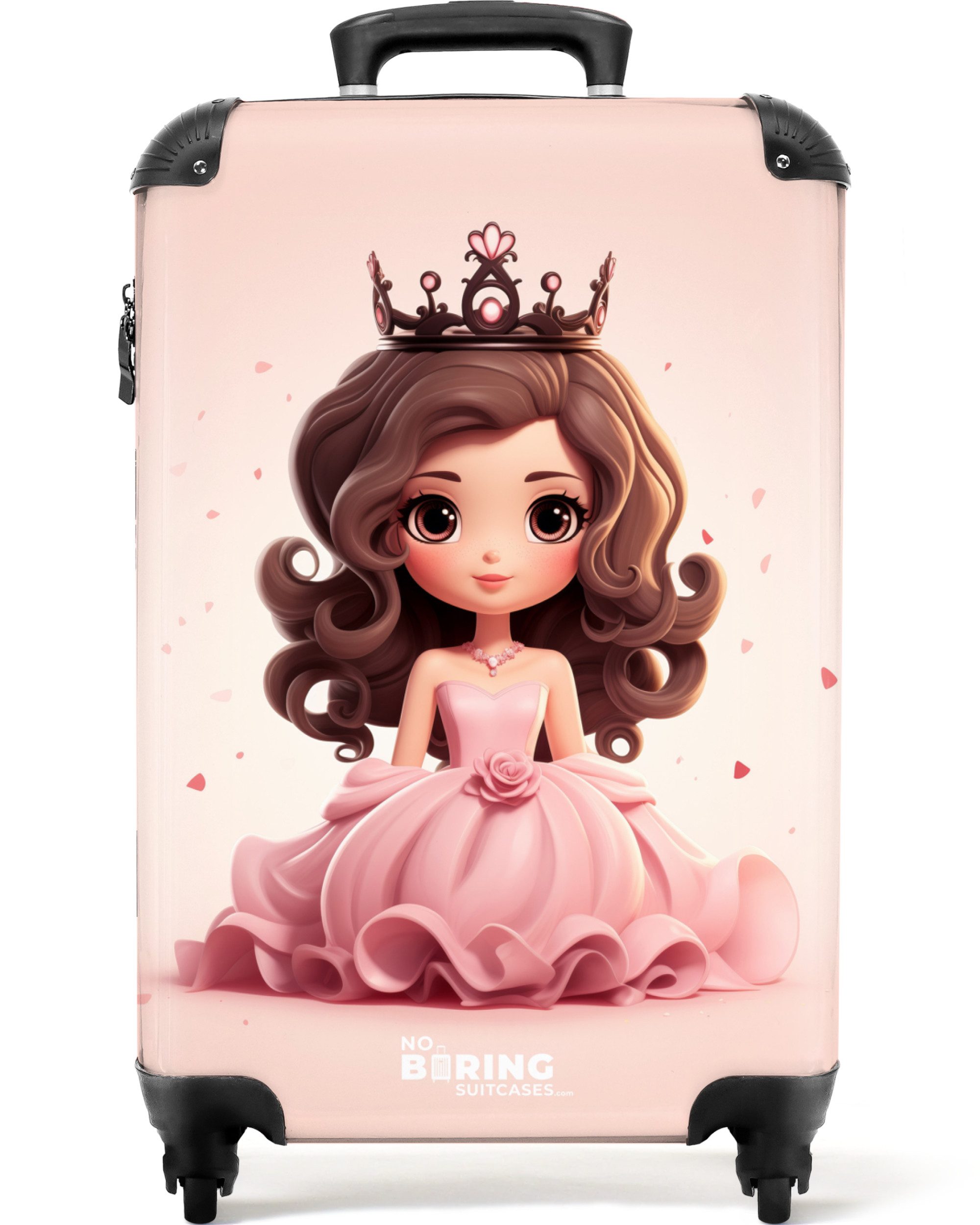 NoBoringSuitcases.com© Kinderkoffer Porträt einer Prinzessin mit rosa Kleid 55x35x20cm, 4 Rollen, Ручной багаж-чемодан, Kinderkoffer, Reisekoffer Mädchen