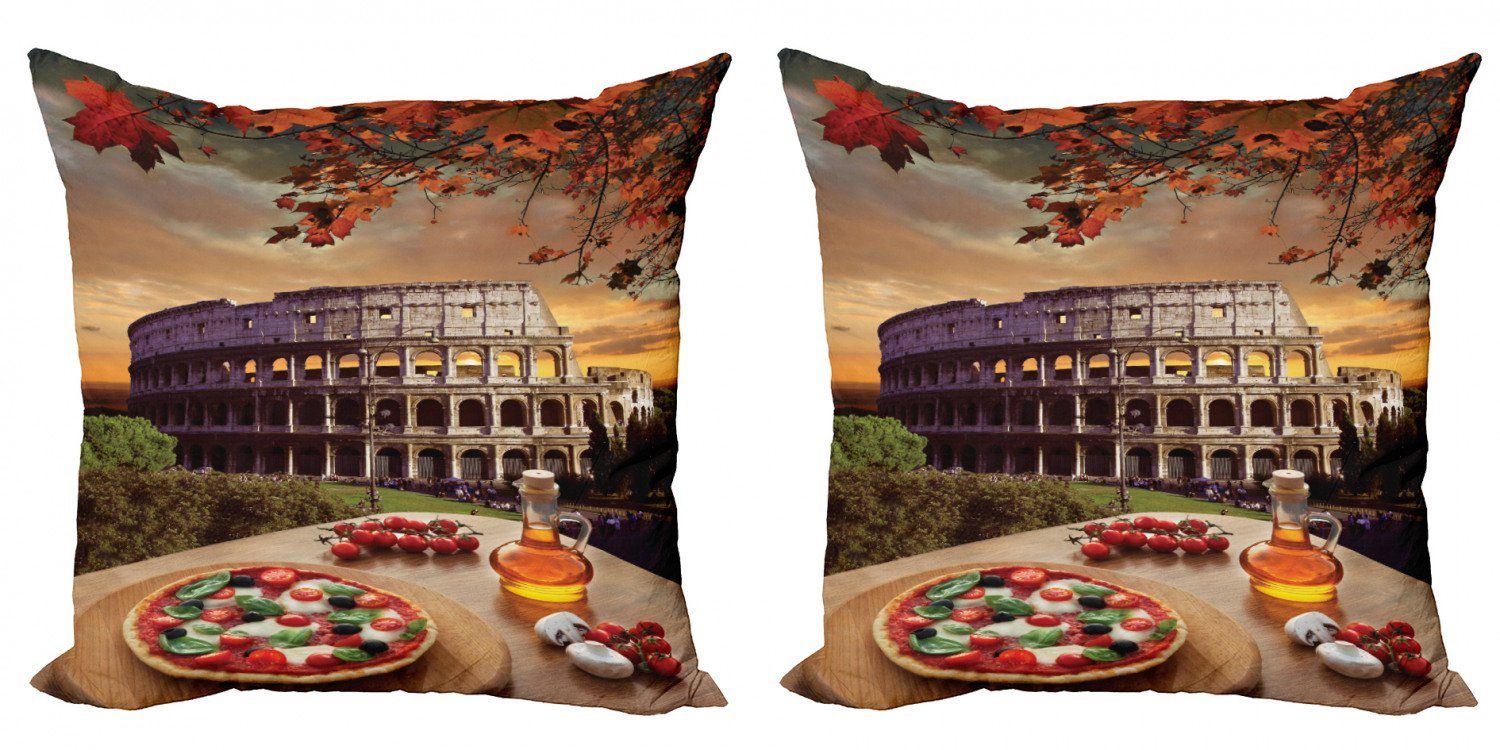 Accent Modern Herbst Kissenbezüge Pizza Doppelseitiger Colosseum Stück), Abakuhaus (2 Rom Italien Digitaldruck,