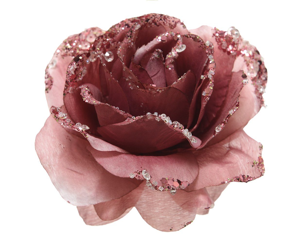 Clip Rose Kunstblumen Weihnachtsbaumklammer, auf season samtpink 14cm Decoris decorations