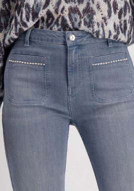 Monari Bootcut-Jeans Hose Jeans Ketten im Used Look