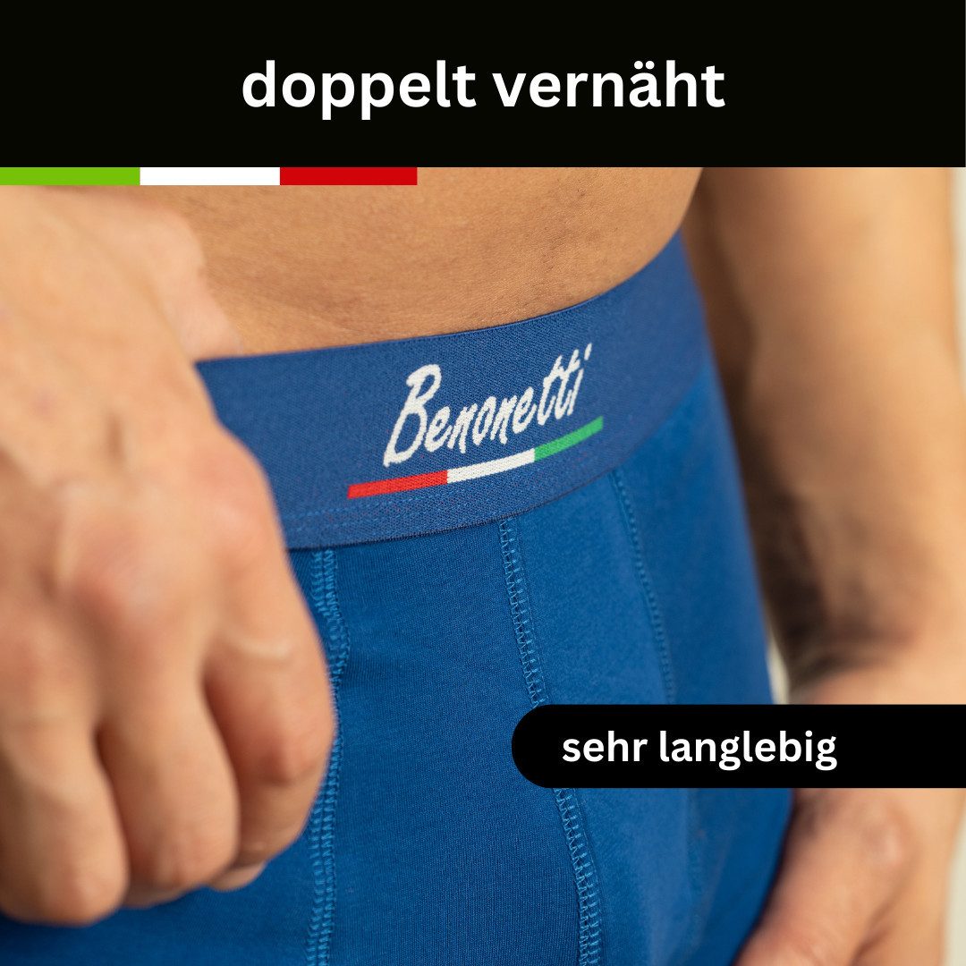 Benonetti Boxershorts Herren Baumwolle – Elastischer Bund Herren Boxershorts ohne Aufrollen (6-St) Mit Komfortbund und Logo, ohne kratzenden Zettel