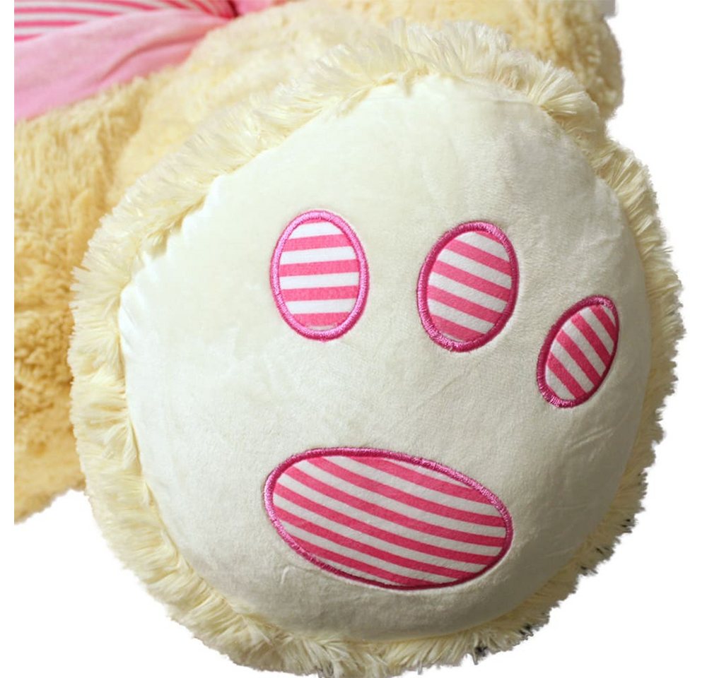 Thumbnail - BEMIRO Tierkuscheltier Bär mit T-Shirt in rosa gestreift - ca. 110 cm
