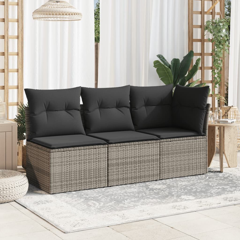 vidaXL Loungesofa Garten-Ecksofa mit Kissen Grau günstig online kaufen