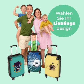 NoBoringSuitcases.com© Koffer Fußball - Tor - Netz - Schießen - Jungen 67x43x25cm, 4 Rollen, Mittelgroßer Koffer für Jungen, Kinder Trolley