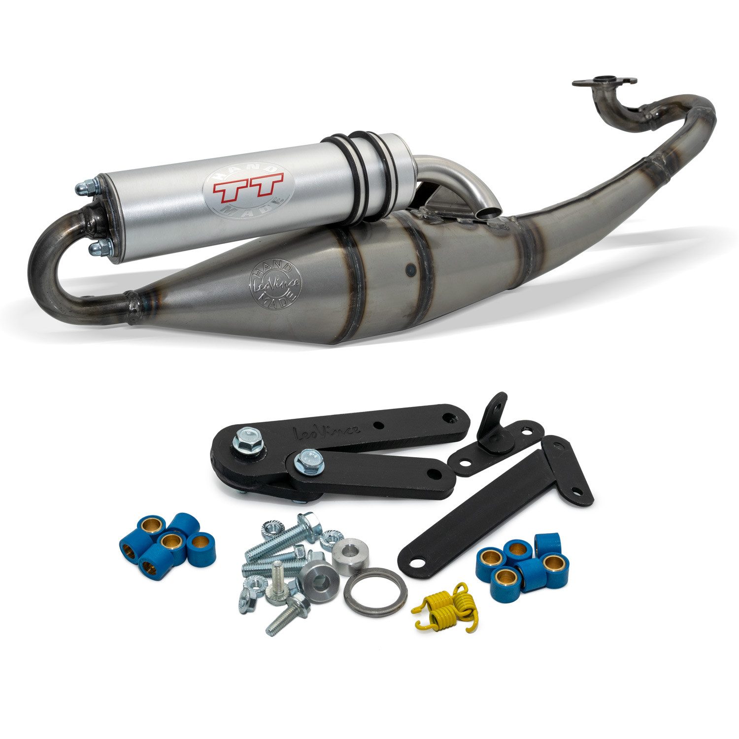 LeoVince Auspuff-Flexrohr Auspuffanlage HAND MADE TT LeoVince Aluminium mit ABE für Malaguti