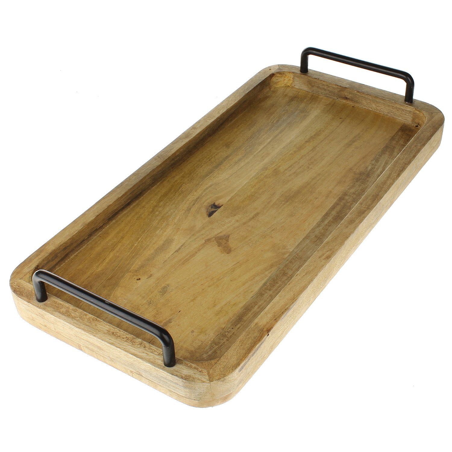 Dekotablett Tablett Mangoholz rechteckig 50 cm Holz Deko Tisch Dekoration