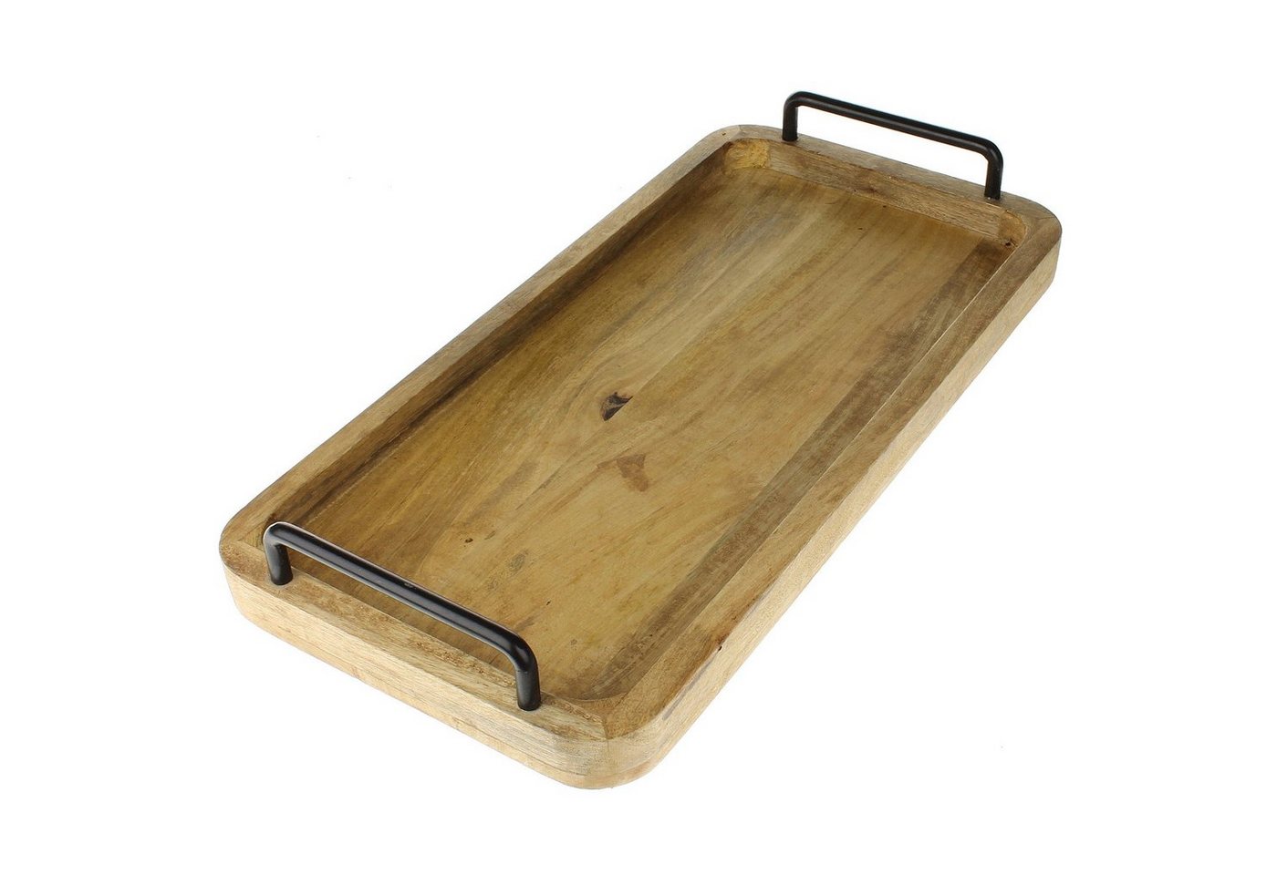 Macosa Home Dekotablett Tablett Mangoholz rechteckig 50 cm Holz Deko Tisch Dekoration (Serviertablett Mangoholz mit Griffen), Holztablett mit Griff Tischdeko Serviertablett modern Holzdeko