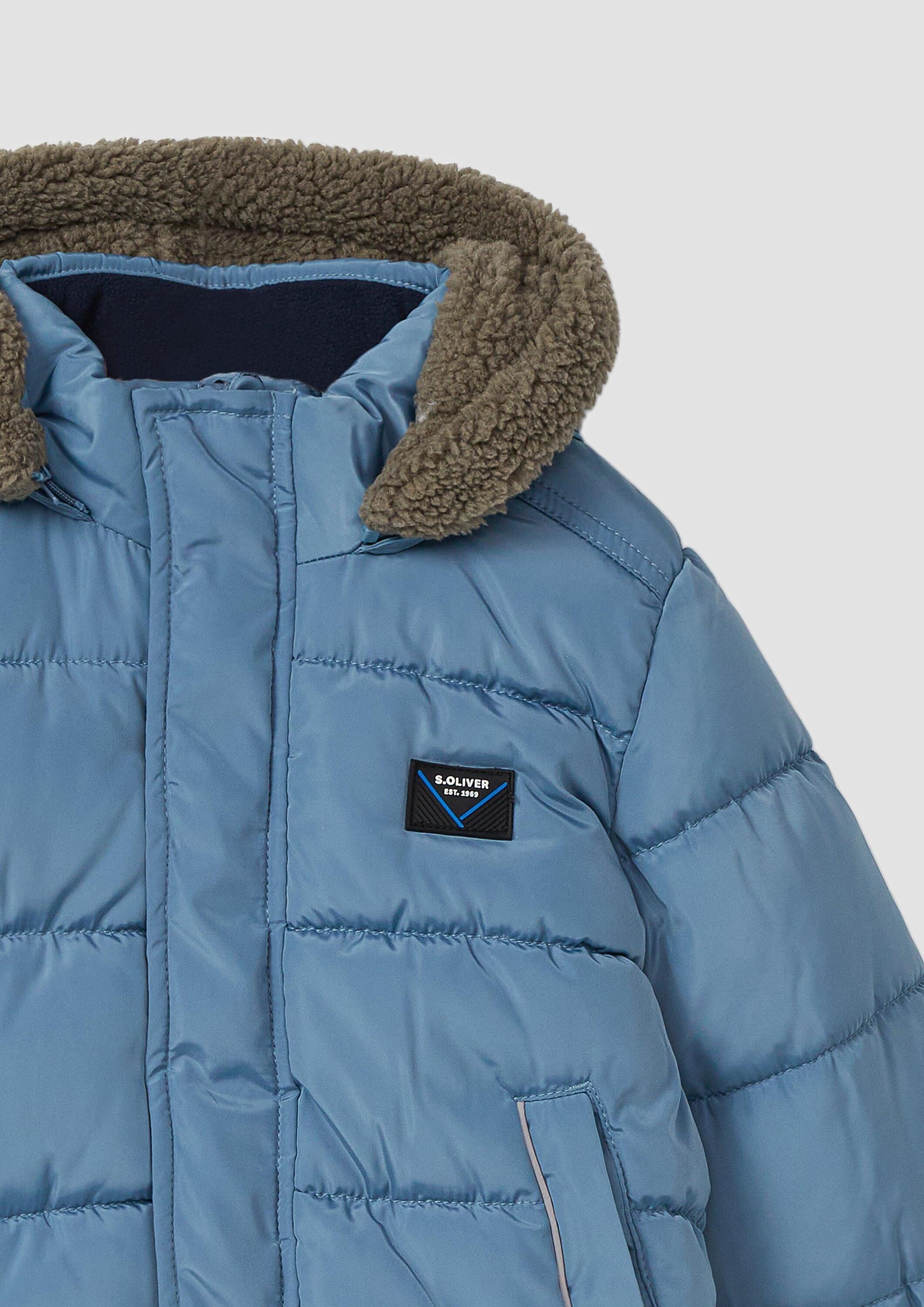 s.Oliver Winterjacke Outdoor-Jacke Steppjacke mit Fleece-Futter und abnehmbarer Kapuze