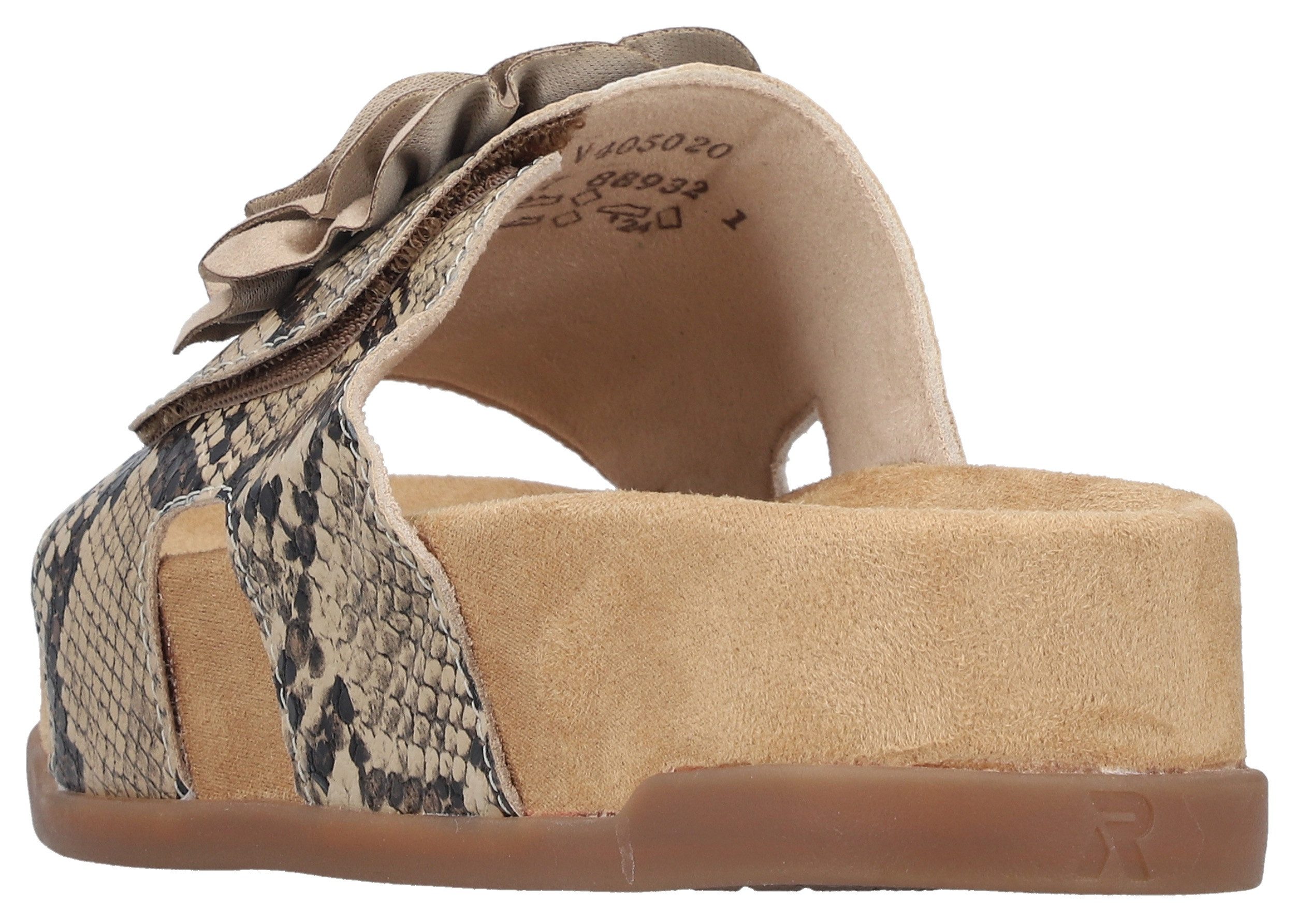 Rieker Pantolette Sommerschuh, Urlaubsschuh, Strandschuh mit Blüte