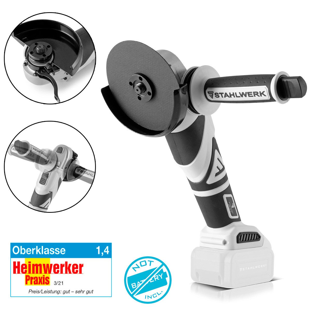 STAHLWERK Akku-Winkelschleifer Brushless Akku Угловая шлифовальная машина AWS-20 ST ohne Akku, max. 7500 U/min, (Packung, 1 tlg., Basisversion (ohne Akku), ohne Akku und Ladegerät
