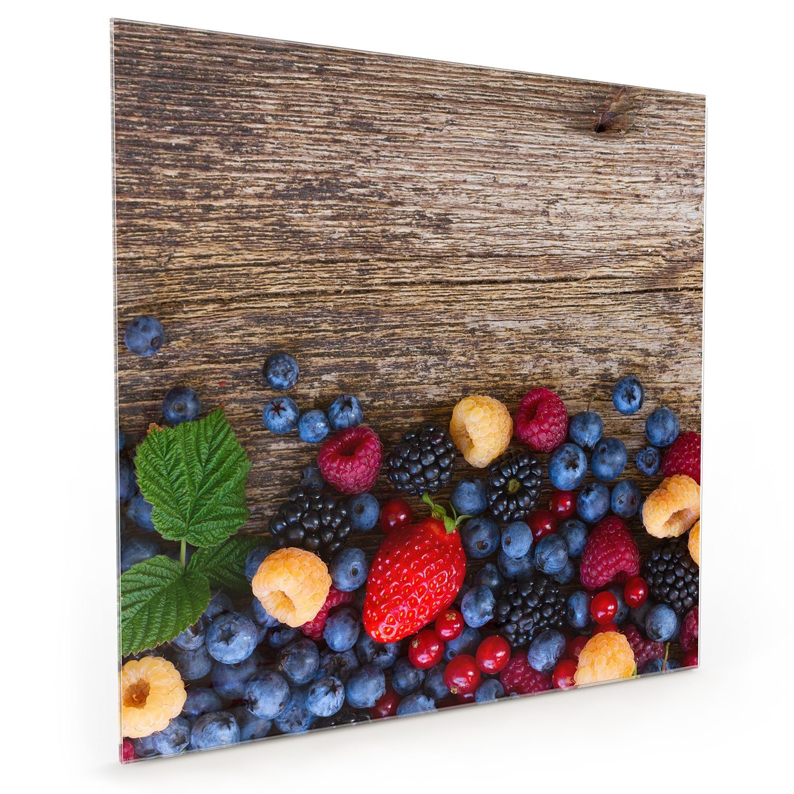 Primedeco Küchenrückwand mit Beeren Glas Spritzschutz Küchenrückwand von Haufen frischen Motiv