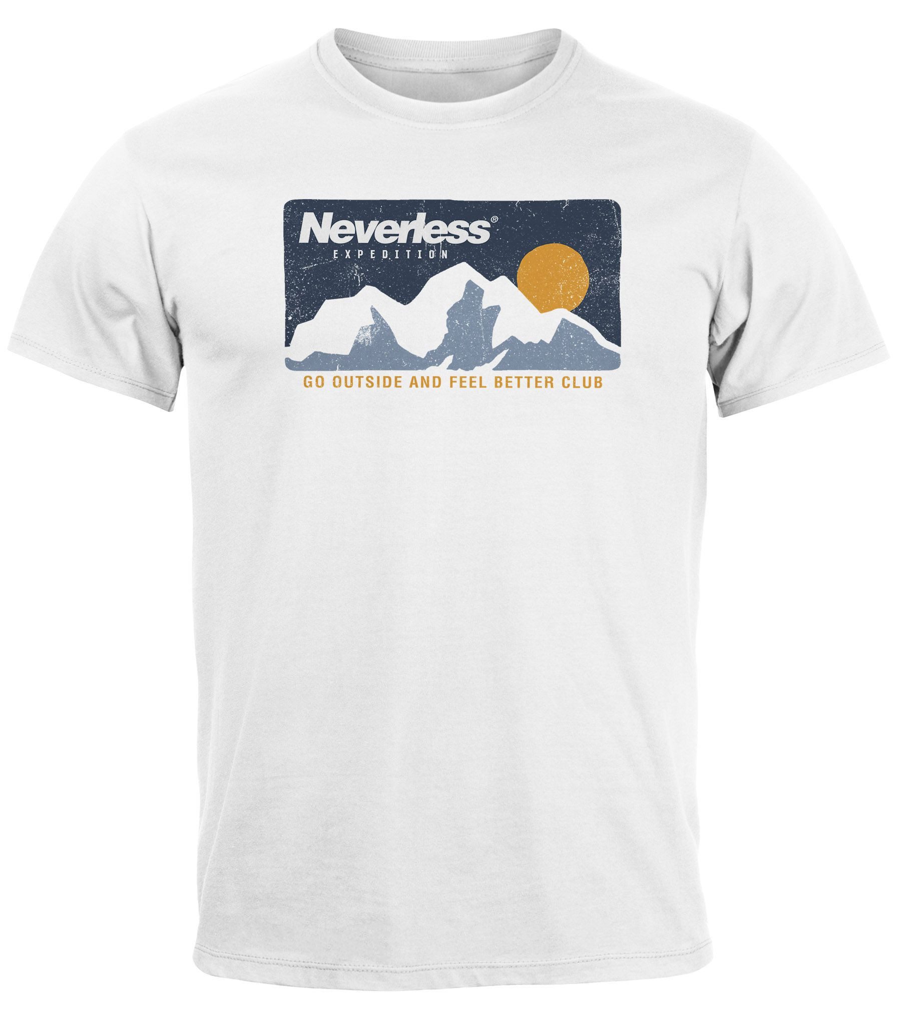 Neverless Print-Shirt Herren T-Shirt Berge Wandern Berg-Grafik Vintage Retro Style Männer mit Print