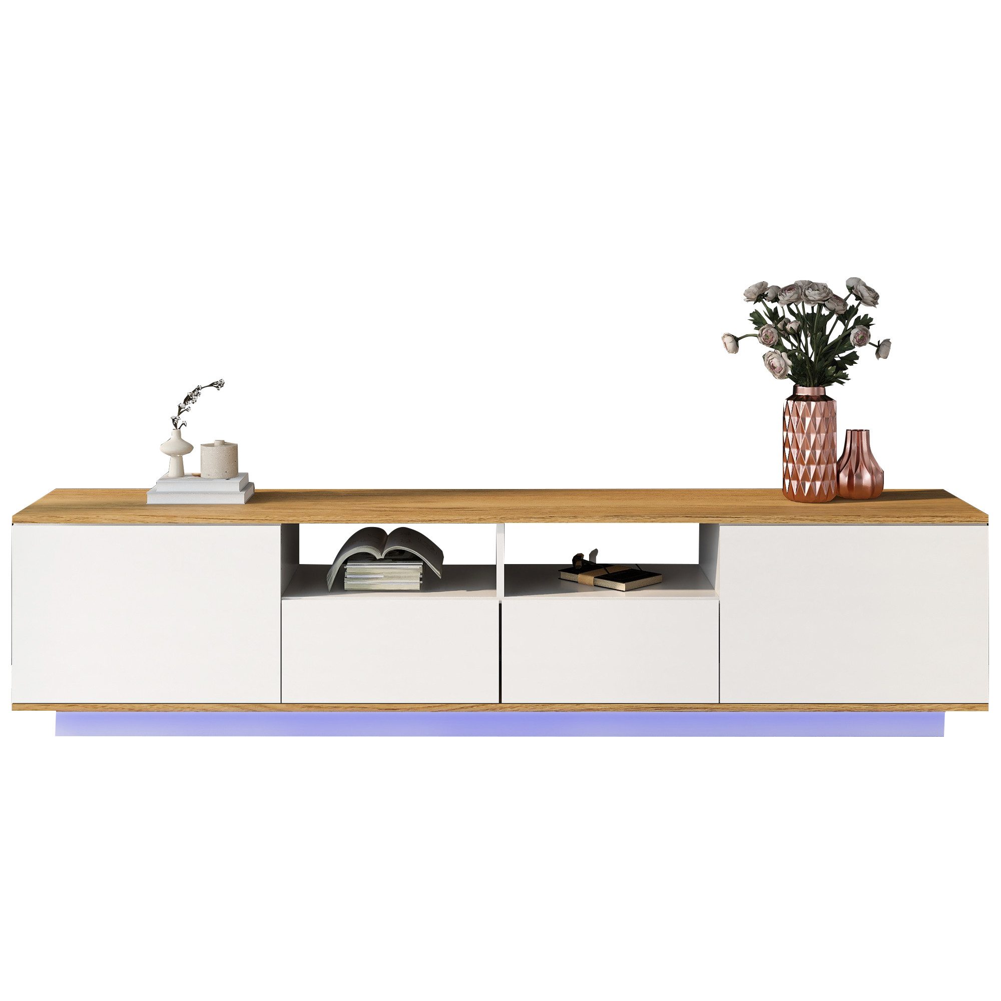 SOFTWEARY Lowboard Breite 180 cm, TV-Schrank inkl. LED-Beleuchtung, stehend günstig online kaufen