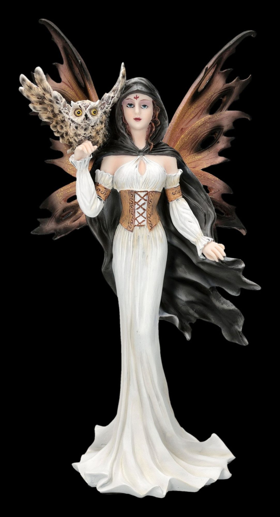 Figuren Shop GmbH Fantasy-Figur Feenfigur Sylvara – Eulenwächterin Fantasy Figur Statue 26cm Dekofigur