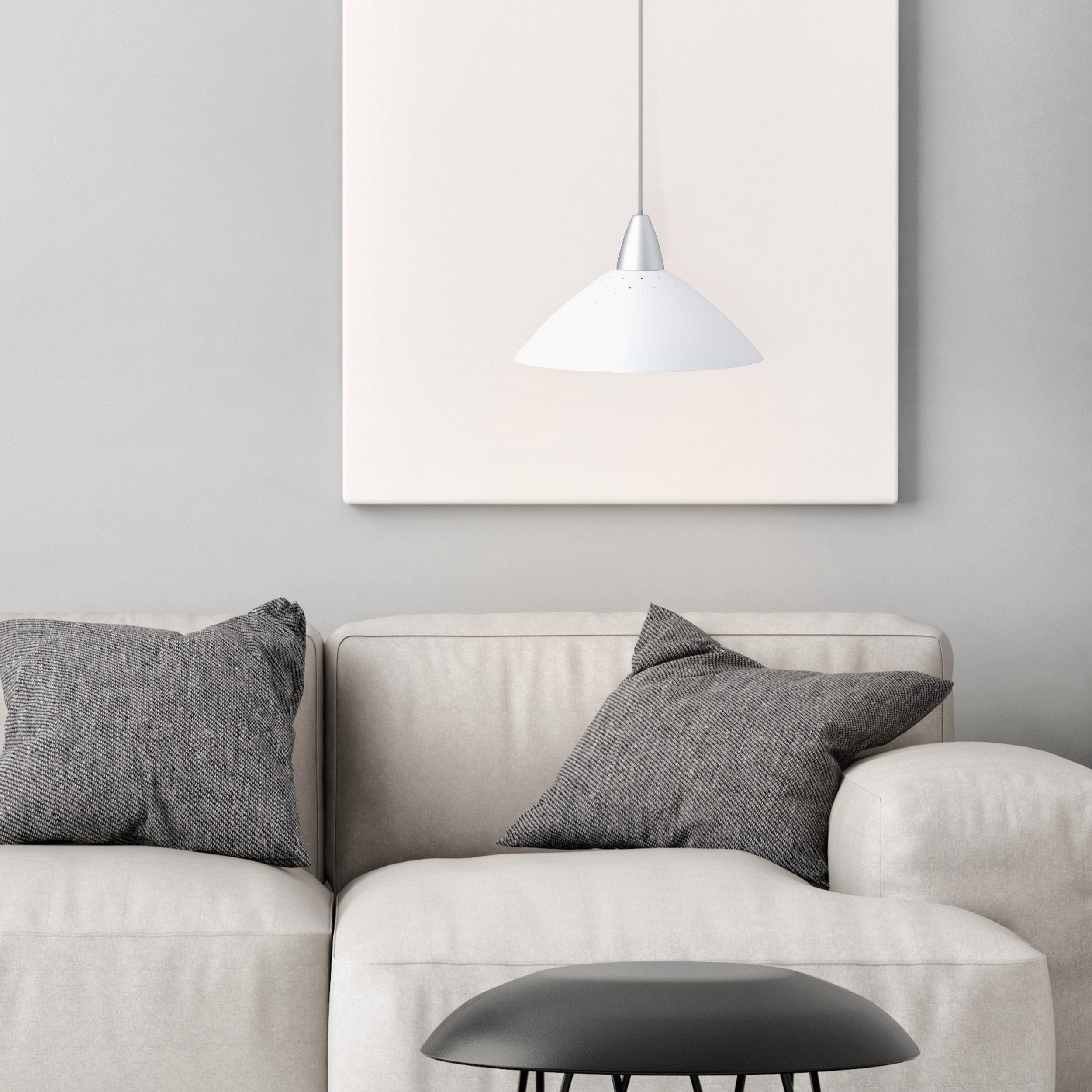 Lightbox Pendelleuchte, ohne Leuchtmittel, Hängelampe, kürzbar, 124 cm Höhe, Ø 35 cm, E27, max. 60 W, weiß
