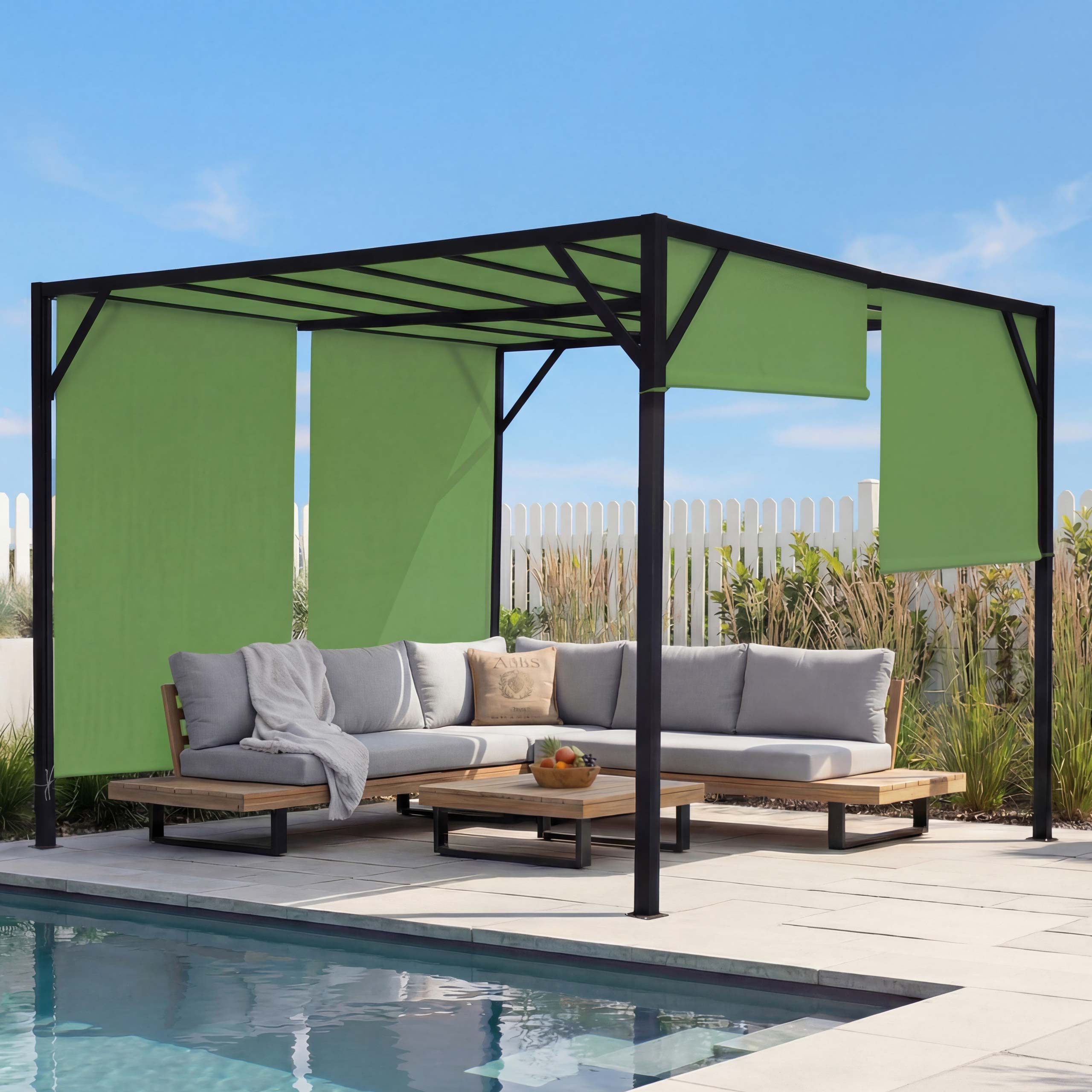 MCW Pergola Beja-3x3, BxTxH: 305x305x212 cm, mit Schiebedach, Mit Wasserablaufösen, UV-Schutz UV30+