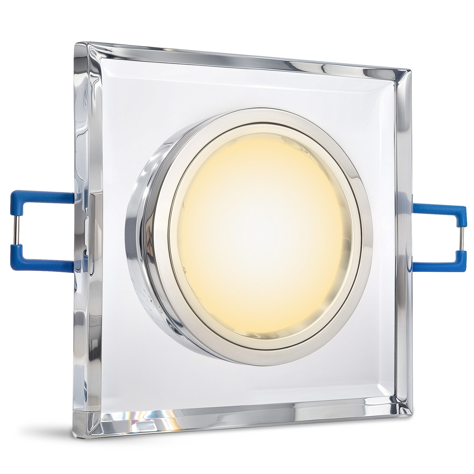 SSC-LUXon LED Einbaustrahler Einbaustrahler ALINA flach dimmbar Glas 6W warmweiß Lampe Spot Leuchte, Warmweiß