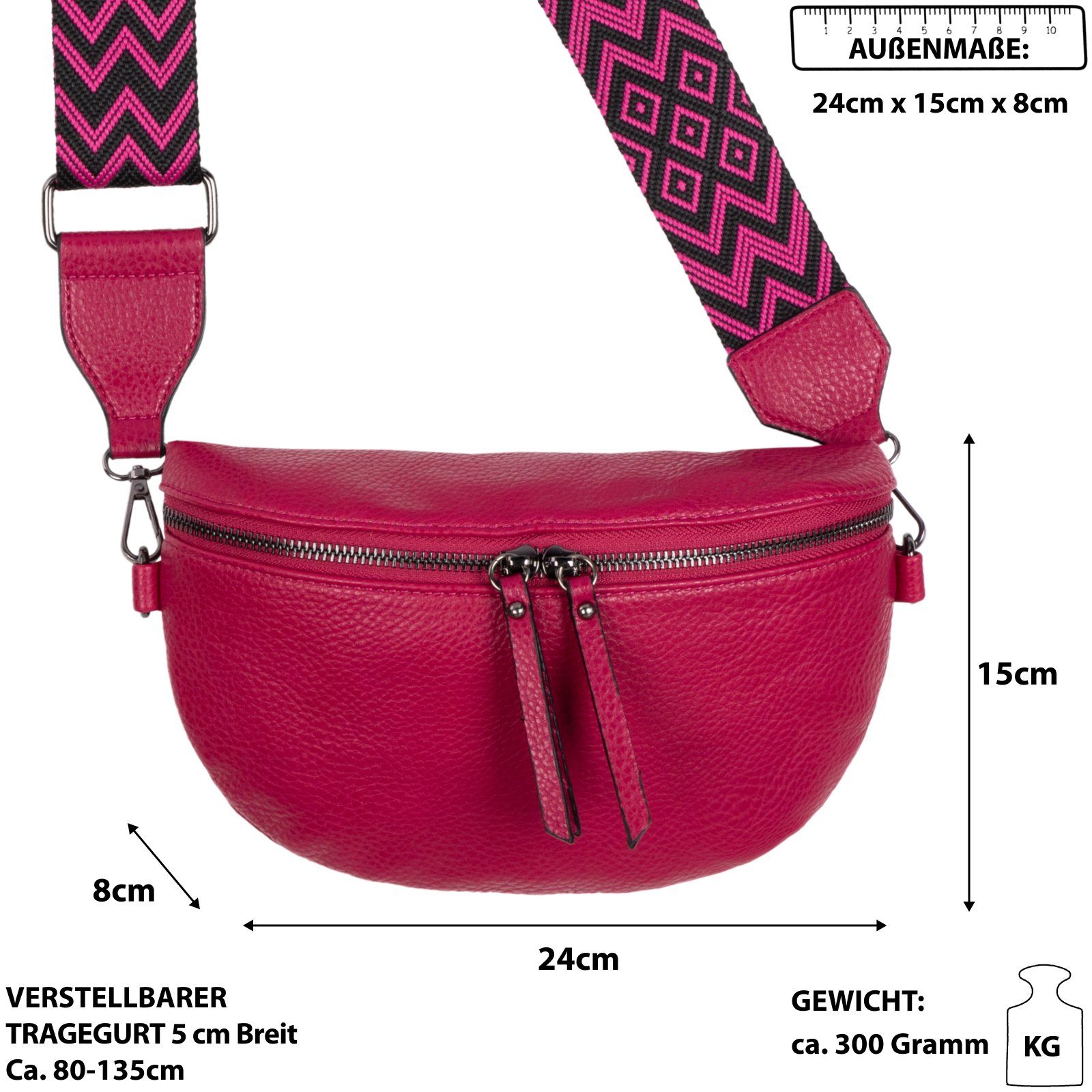 tragbar Umhängetasche EAAKIE CrossOver, ROSE Kunstleder Crossbody-Bag Umhängetasche Schultertasche, Italy-De, Bauchtasche als Hüfttasche Gürteltasche