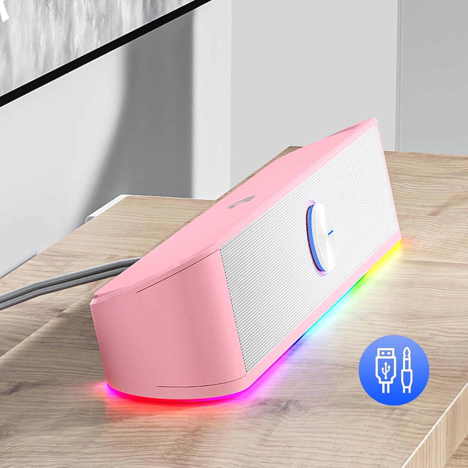 Redragon mit dynamischer Beleuchtungsleiste, RGB, 3.5mm, Pink PC-Lautsprecher (4 W, Reicher Sound und RGB)