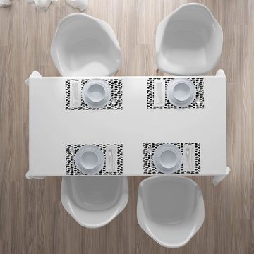 Platzset, Waschbare Stoff Esszimmer Küche Tischdekorations Digitaldruck, Abakuhaus, (4-teilig, 4 Teilig-St., Set aus 4x), Kuh-Druck Schwarzweiss-Punkte