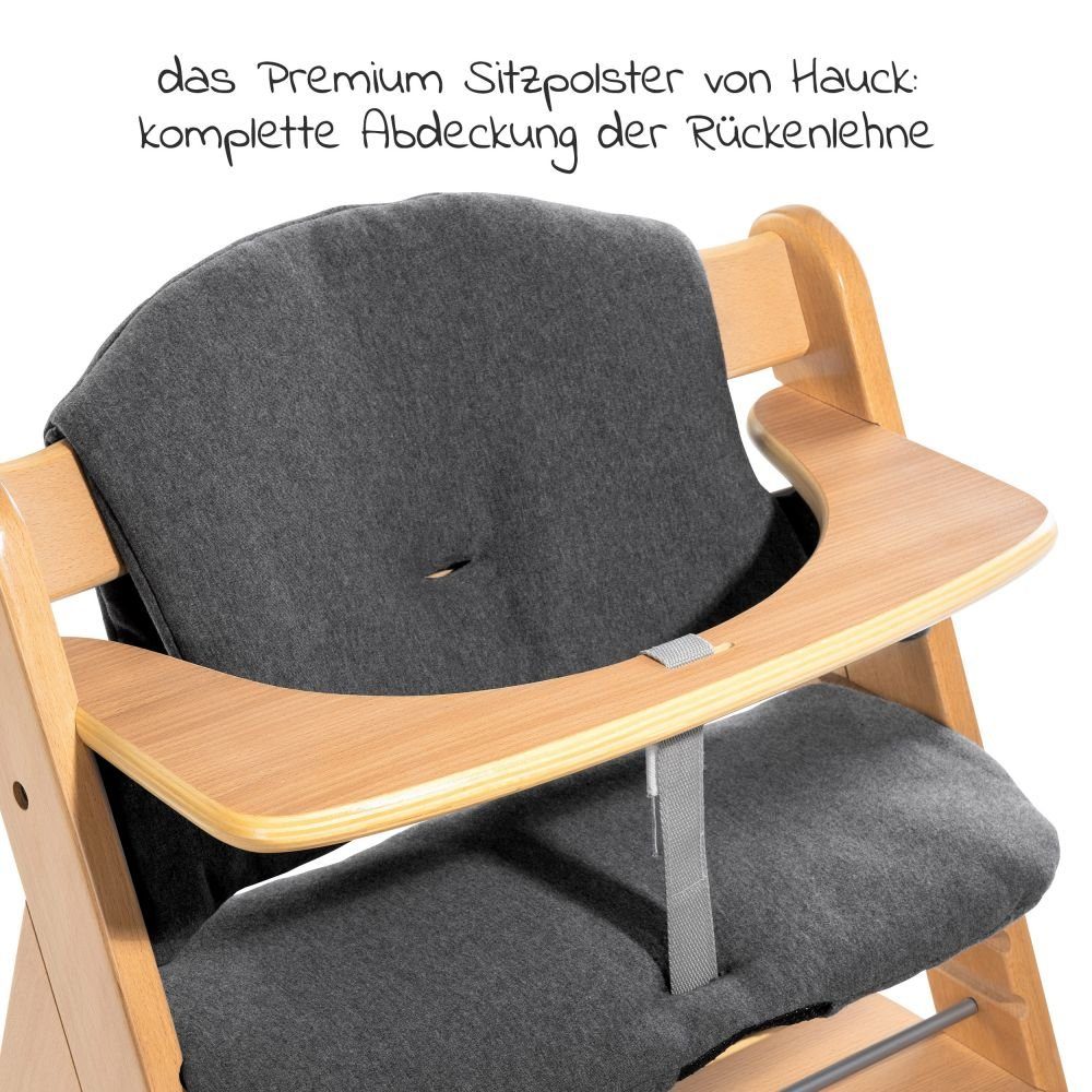(Set), Natur Holz höhenverstellbar Hochstuhl mit Sitzauflage Hauck Mitwachsender Plus Kinderhochstuhl Alpha
