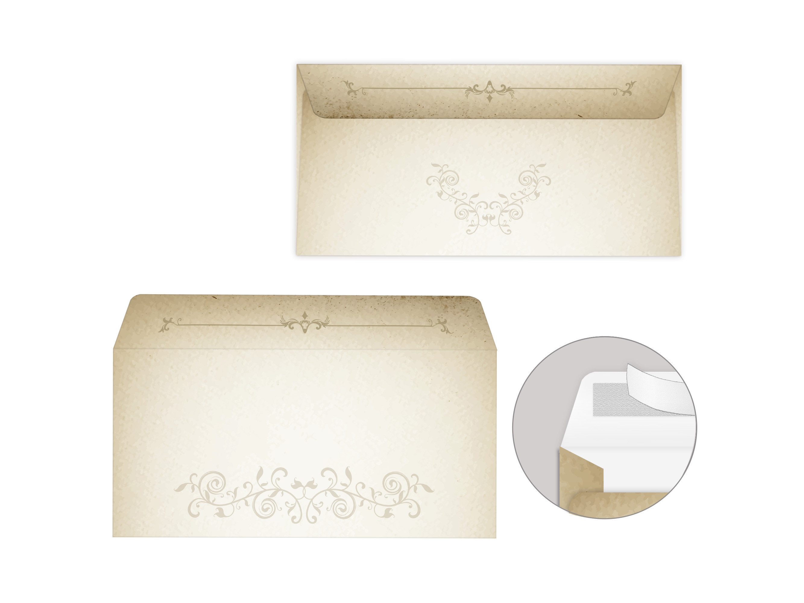 LIMONIA Briefpapier Set Briefblock A4 (Umschläge) Notizblock Papier Vintage Motivpapier, Motiv Briefumschläge, Made in Germany – Bild 2 von 2