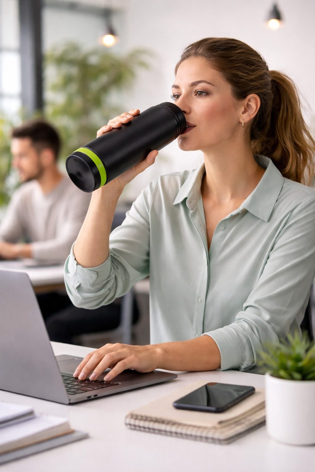 Rungassi Thermoflasche Trinkflasche Wasserflasche Sportflasche 600ml Edelstahl Schwarz Ring