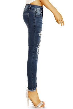 be styled Destroyed-Jeans Medium Waist Röhrenjeans Destroyed Nieten Look - Damen - j11k mit Stretch-Anteil, 5-Pocket-Style