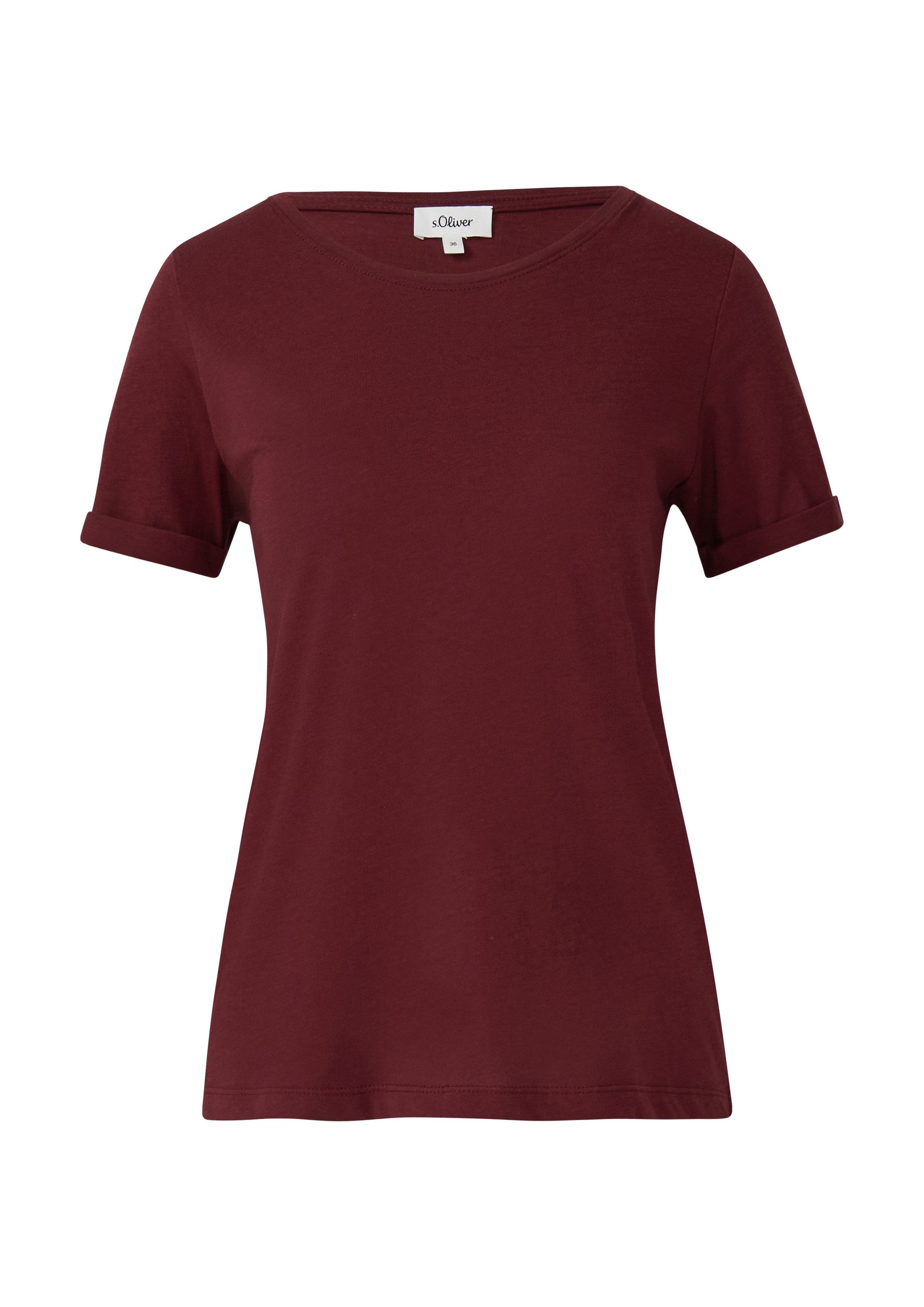 s.Oliver Kurzarmshirt T-Shirt T-Shirt mit Ärmelumschlag günstig online kaufen