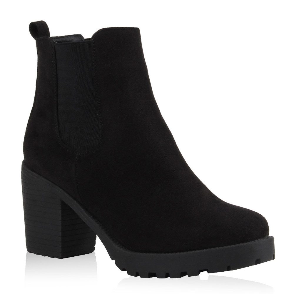 VAN HILL 76870 Chelseaboots Damen Stiefeletten Chelsea Boots Profilsohle 70?s
