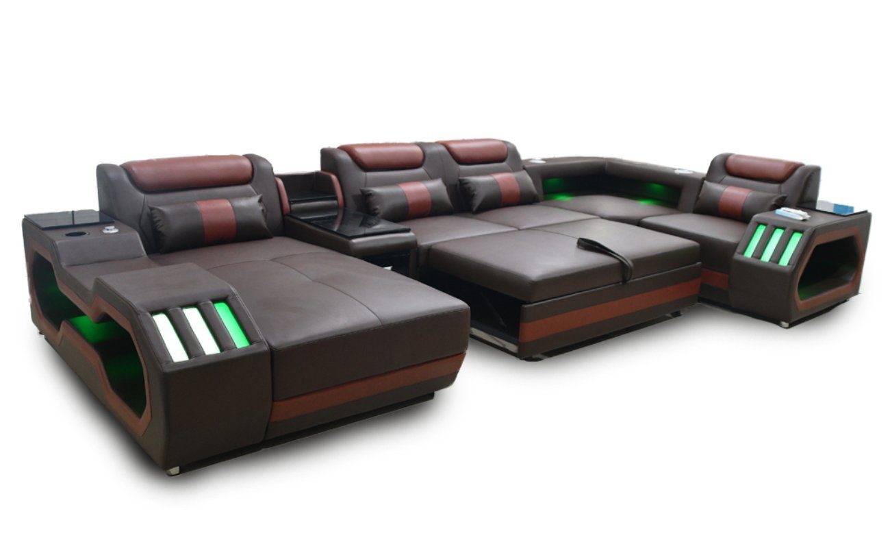 Bettfunktion mit Ecksofa Teile, Couch, in Wohnzimmer U-Form Luxus Europa JVmoebel Ecksofa Made 1 Sofa