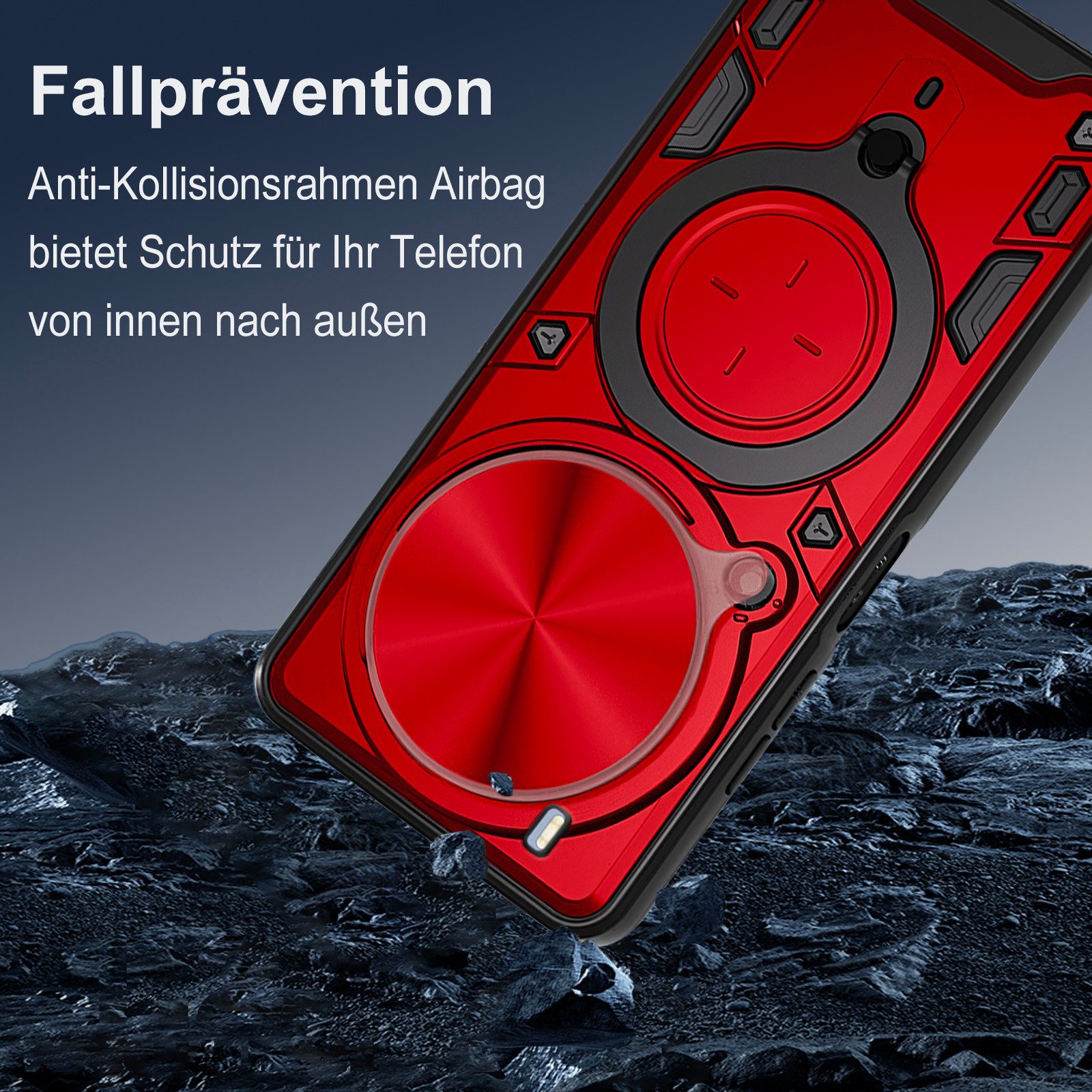 betterfon Handyhülle für ZTE Blade Hülle mit Slide Kameraschutz Ringhalter, Outdoorhülle mit Smartstand, Silikonkern & präziser Passform – Bild 4 von 5
