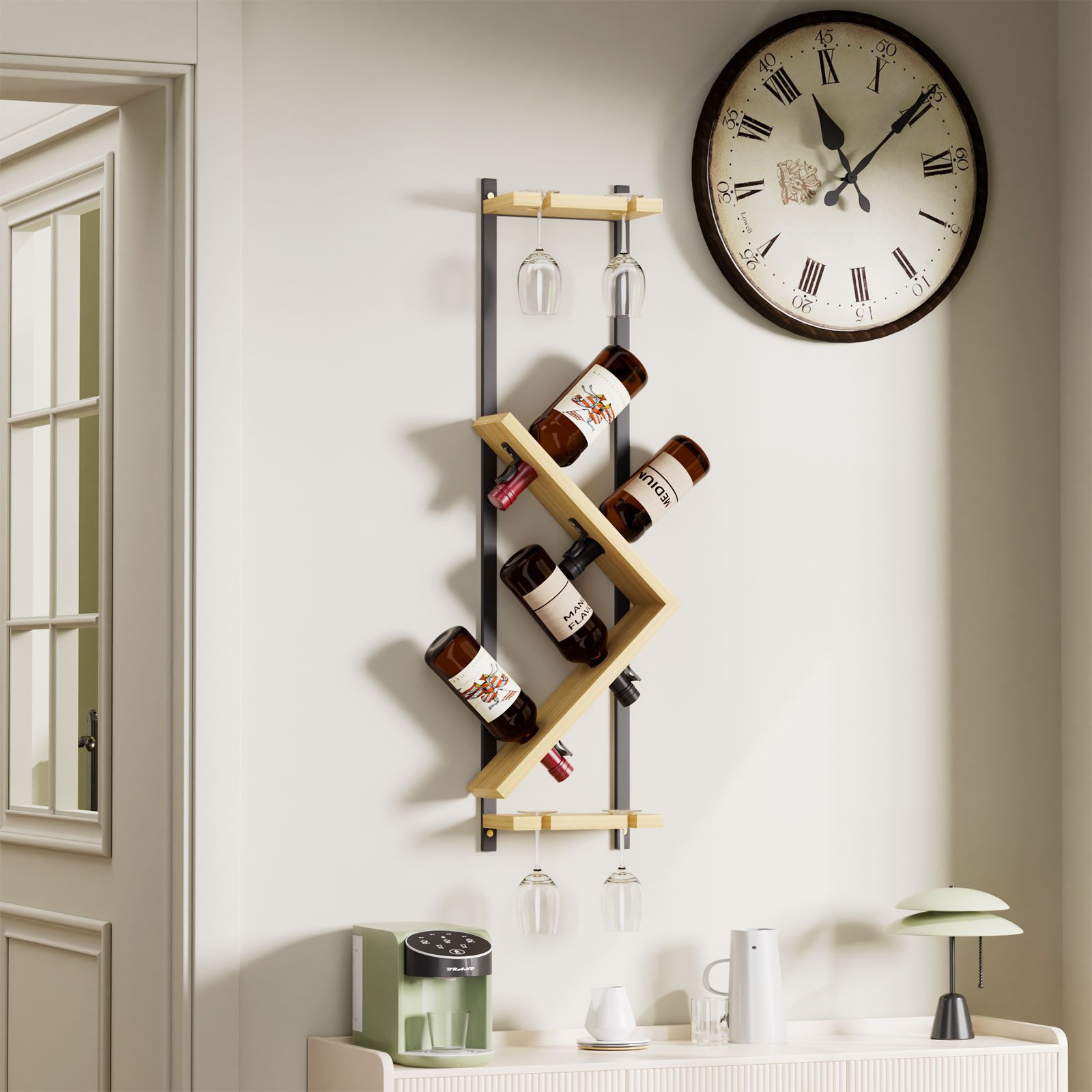 Yorbay Weinregal Wand für 4 Flaschen & 4 Gläser Flaschenregal für Wein, Auf günstig online kaufen