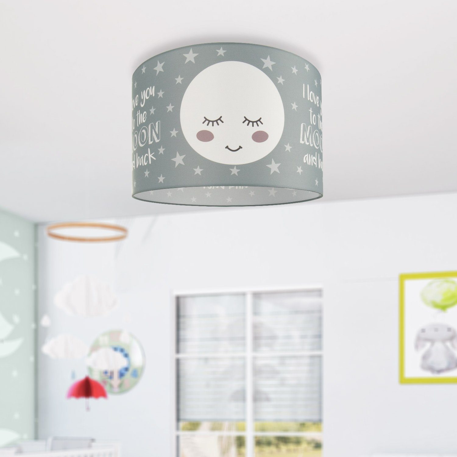 Paco Home Deckenleuchte Aleyna LED 103, Kinderlampe Mond-Motiv, ohne Lampe Kinderzimmer Leuchtmittel, E27 Deckenlampe